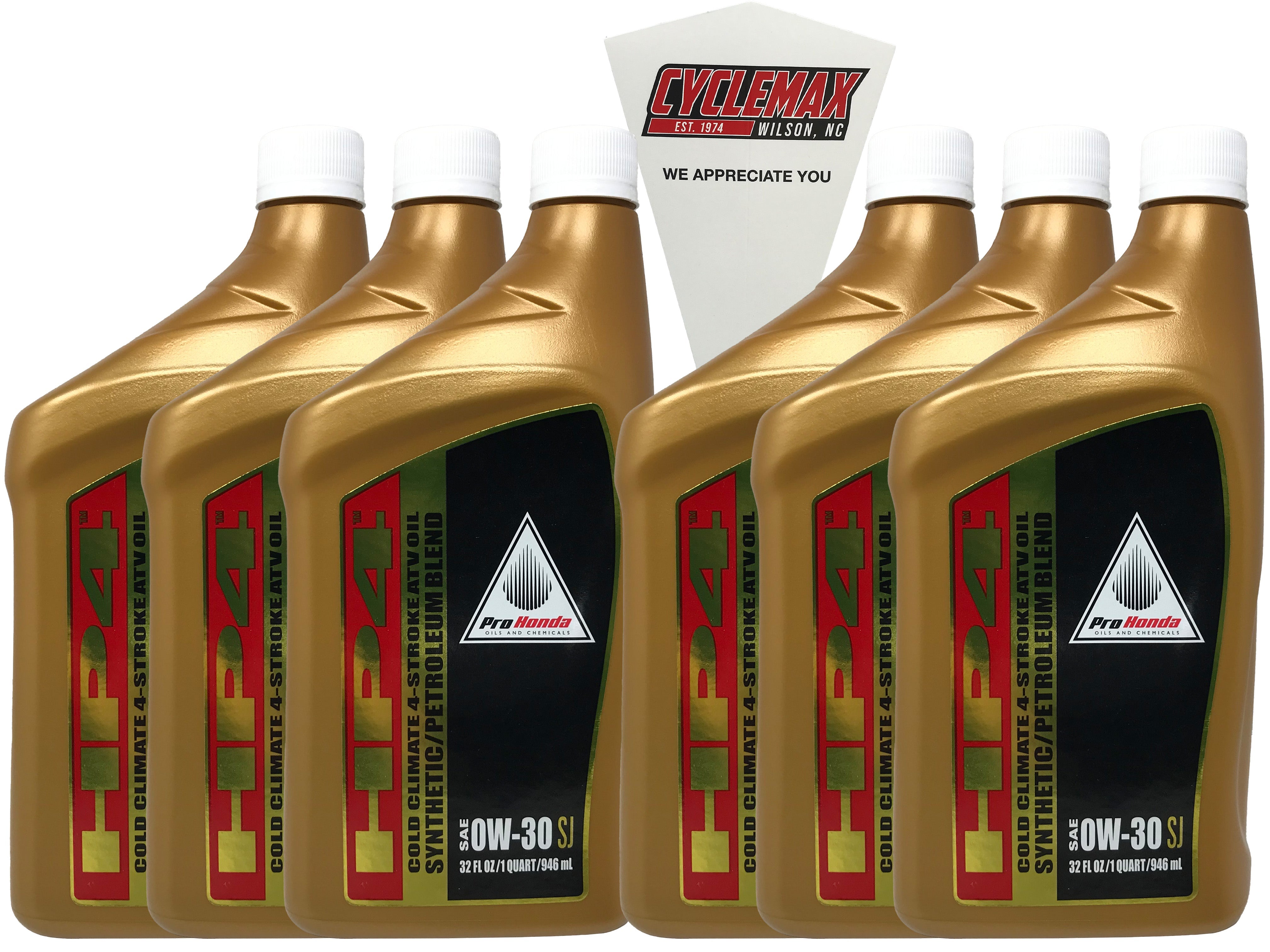Cyclemax Six Pack for Honda HP4 0W-30 Semi Synthetic Blend Oil 08C35-A03W0M Contains Six Quarts and a Funnel