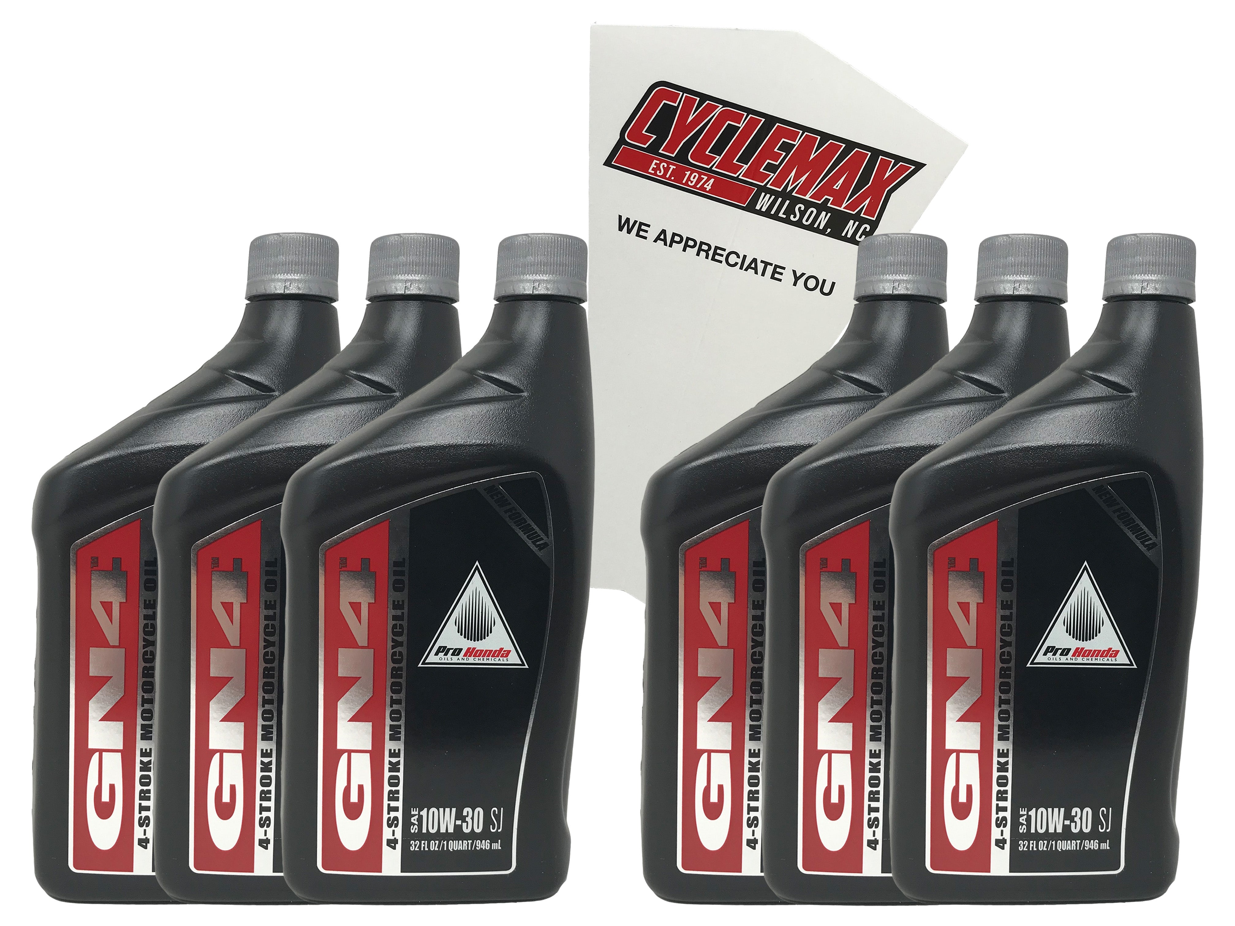 Cyclemax Six Pack for Honda GN4 10w30 4-Stroke Engine Oil 08C35-A131M02 Contains Six Quarts and a Funnel