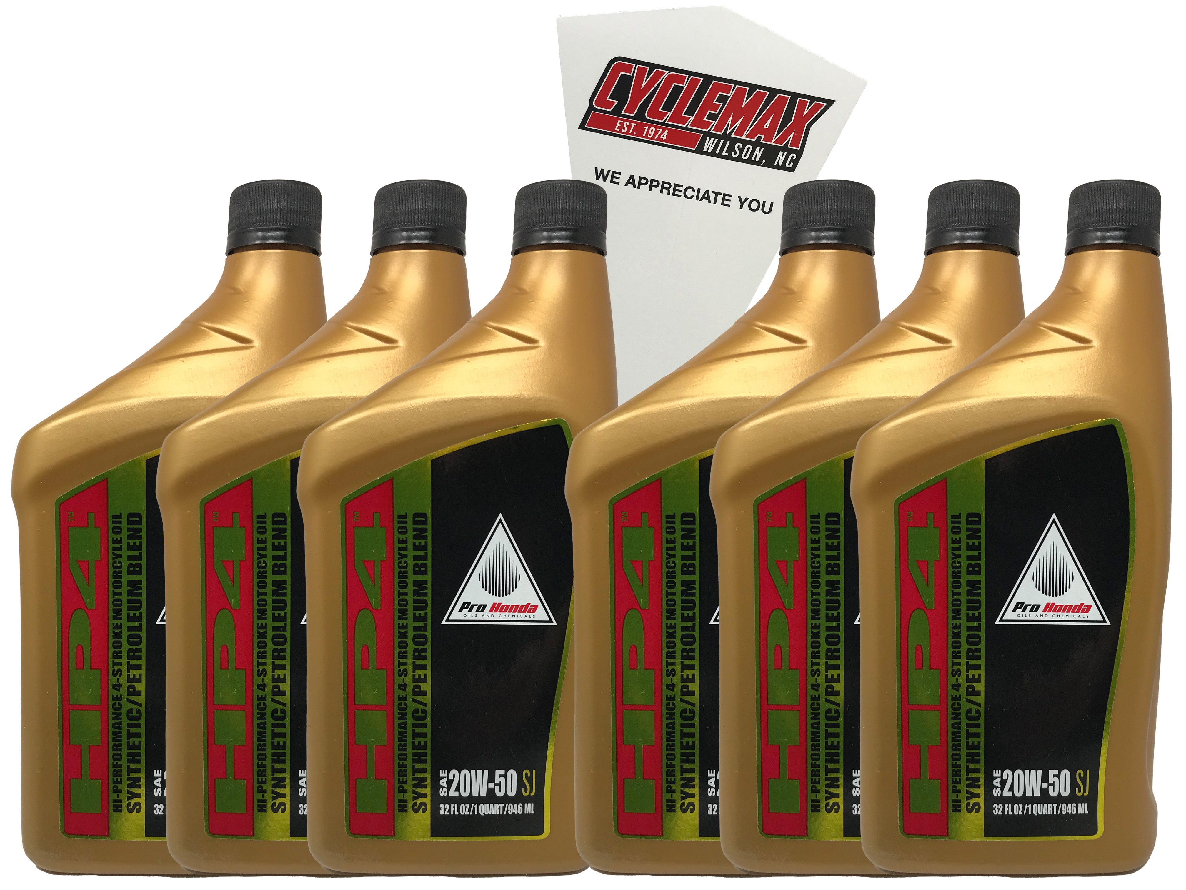 Cyclemax Six Pack for Honda HP4 20W-50 Semi Synthetic Oil Blend 08C35-A25W0M Contains Six Quarts and a Funnel