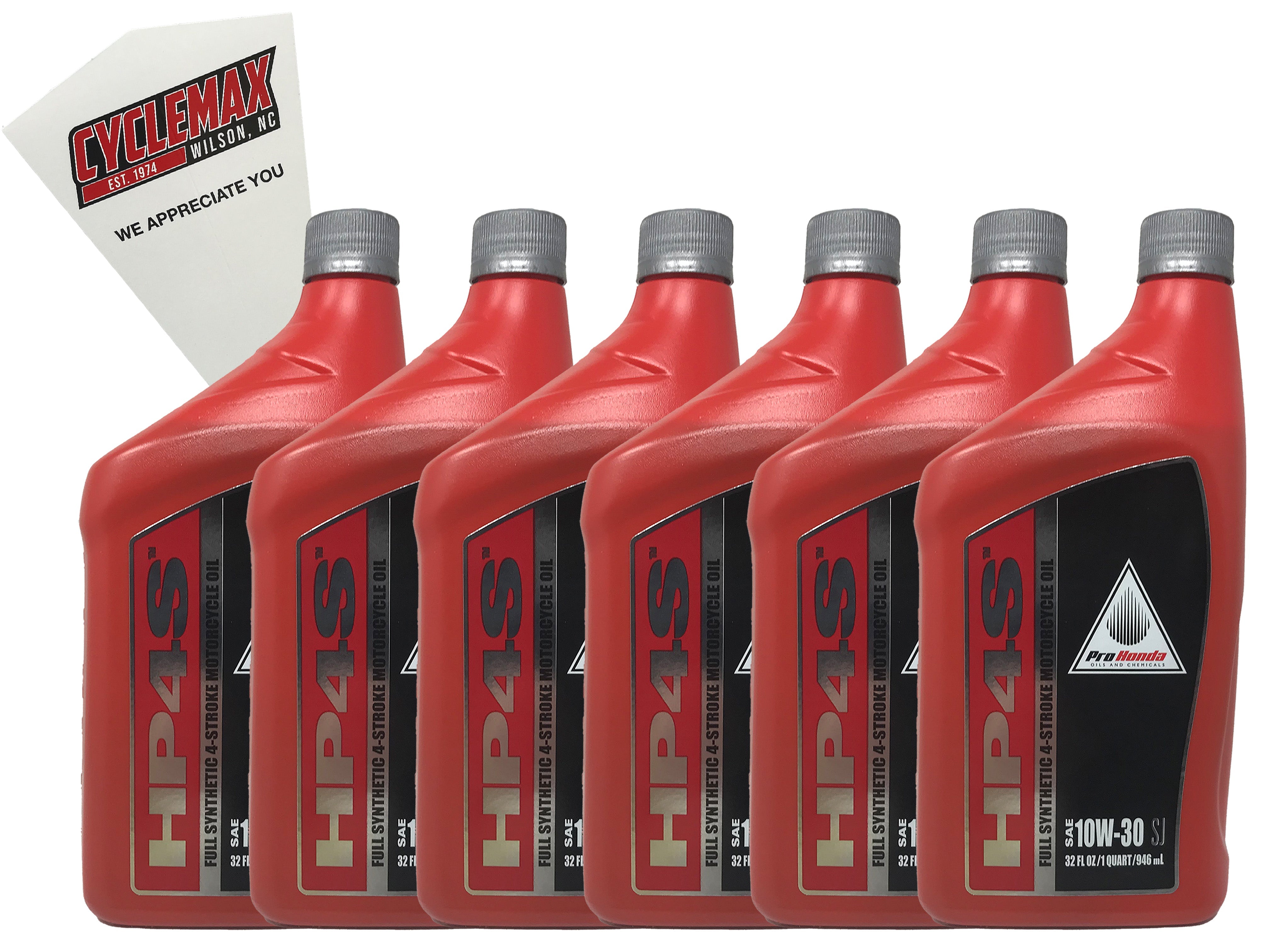 Cyclemax Six Pack for Honda HP4S 10W30 Full Synthetic 4 Stroke Engine Oil 08C35-SYN-1030M Contains Six Quarts and a Funnel