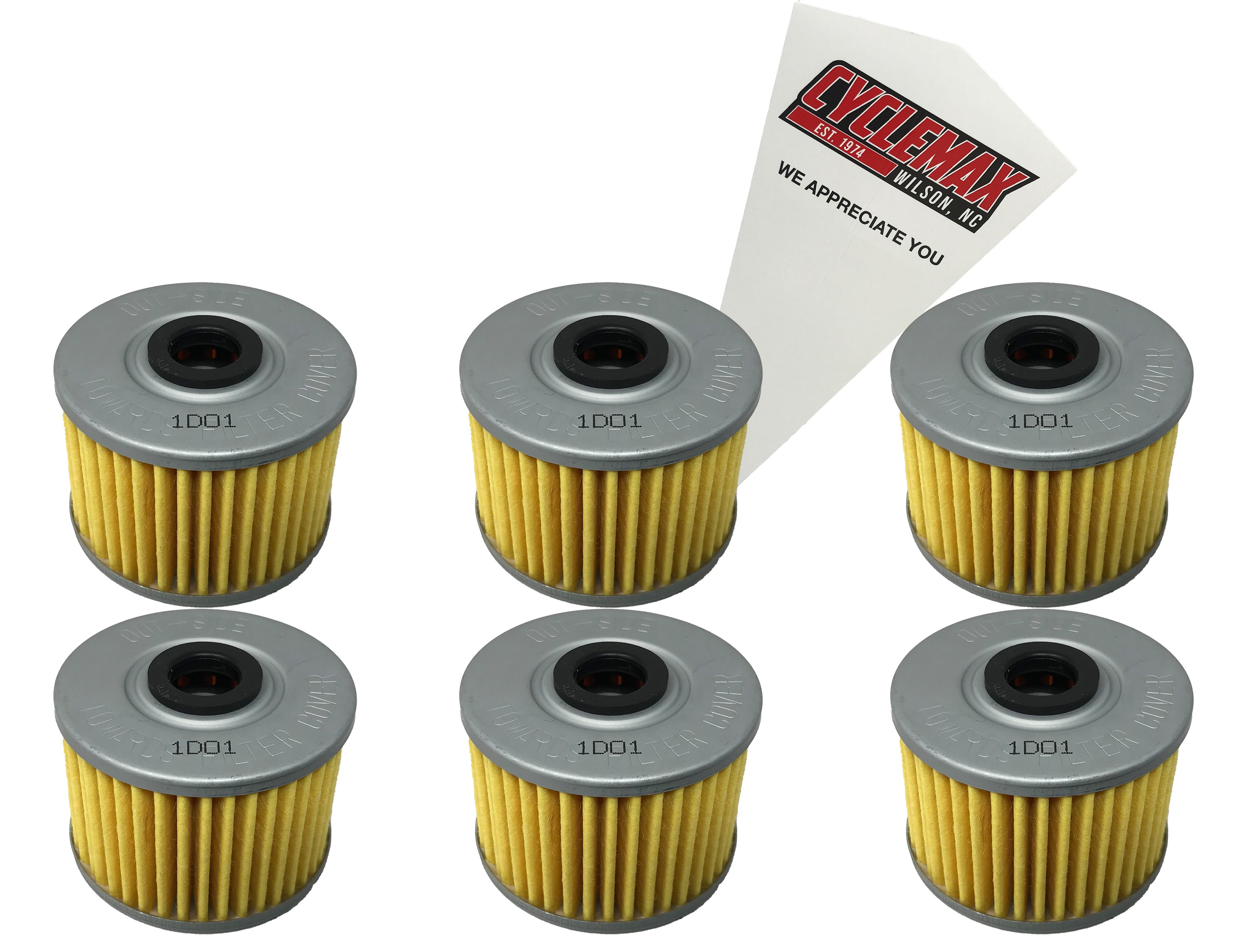 Cyclemax Six Pack for Honda Oil Filter 15410-KF0-315 Contains Six Filters and a Funnel