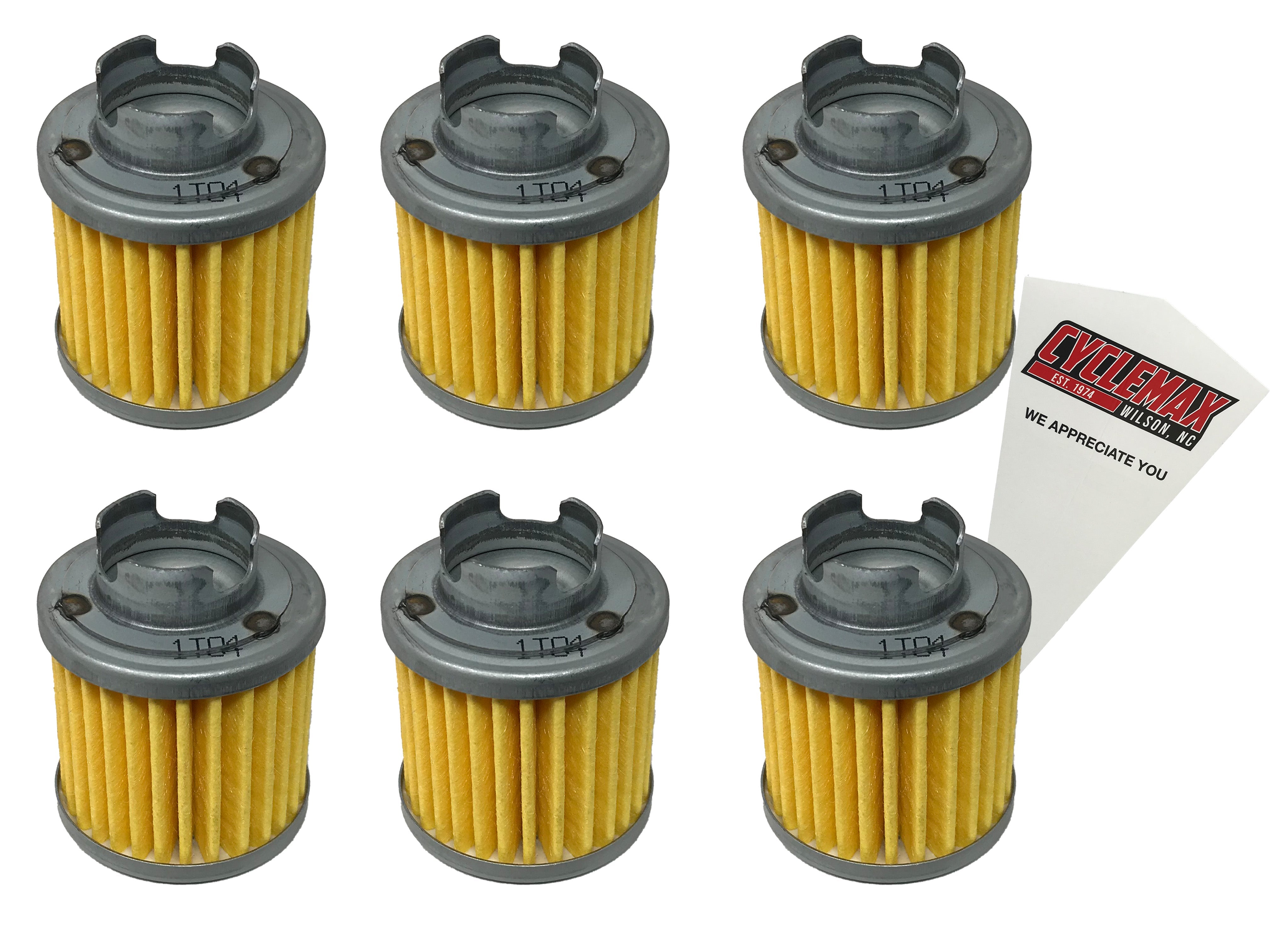 Cyclemax Six Pack for Honda Oil Filter 15412-HB6-003 Contains Six Filters and a Funnel