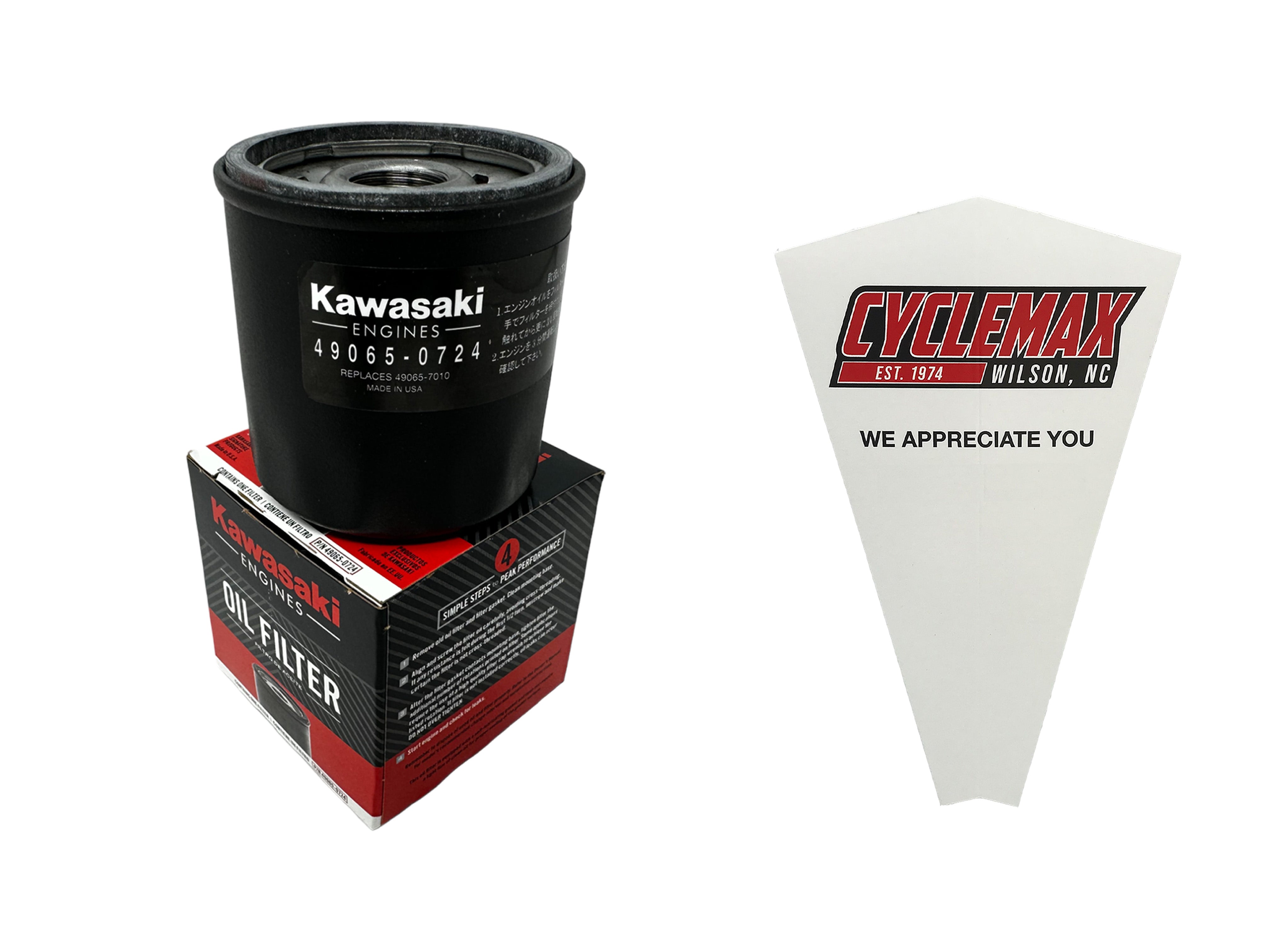 Cyclemax One Pack for Kawasaki Oil Filter 49065-0724 Contains One Filter and a Funnel