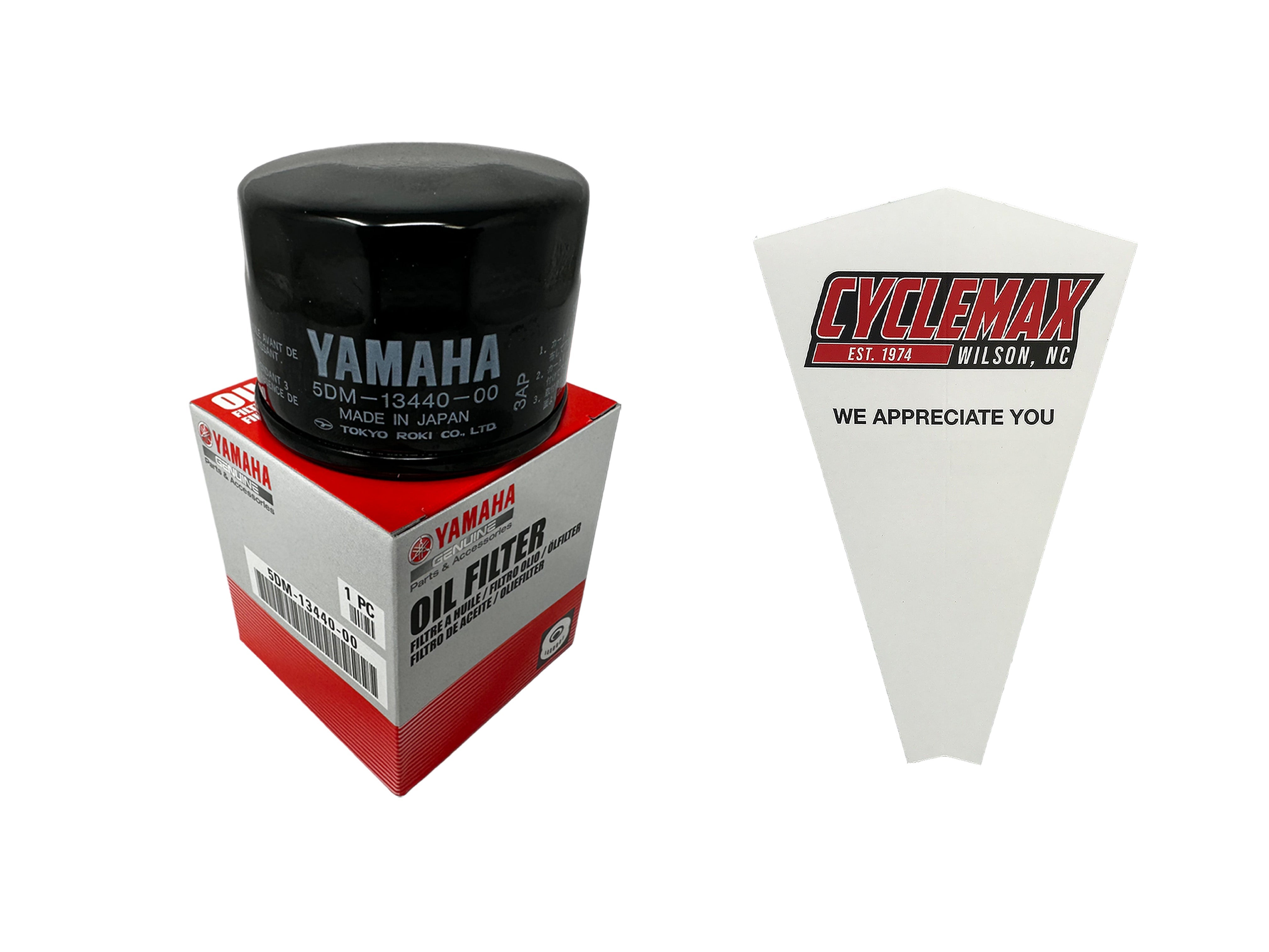 Cyclemax One Pack for Yamaha Oil Filter Cleaner Element Assembly 5DM-13440-00-00 Contains One Filter and a Funnel