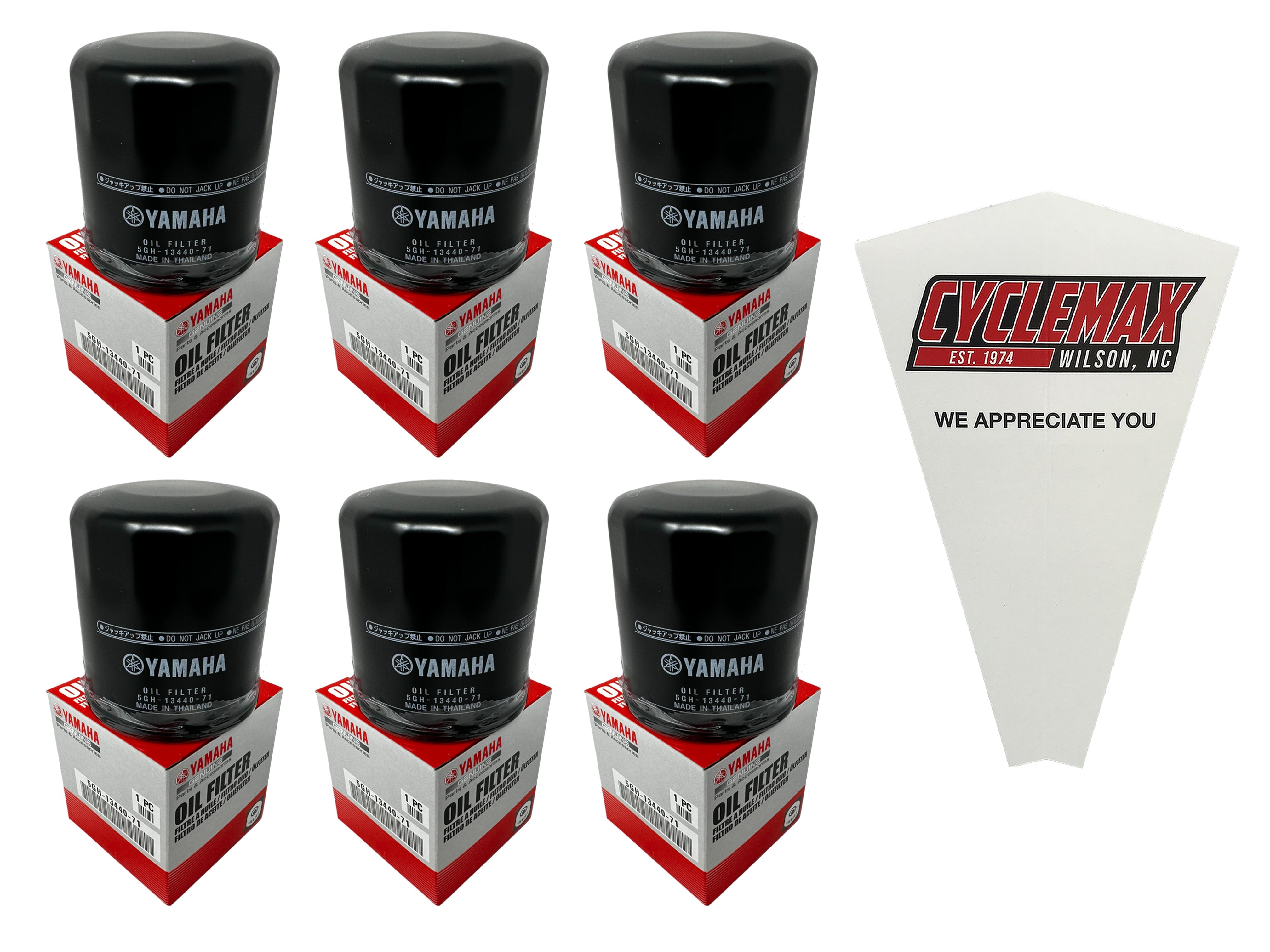 Cyclemax Six Pack for Yamaha Oil Filter 5GH-13440-71 Contains Six Filters and a Funnel