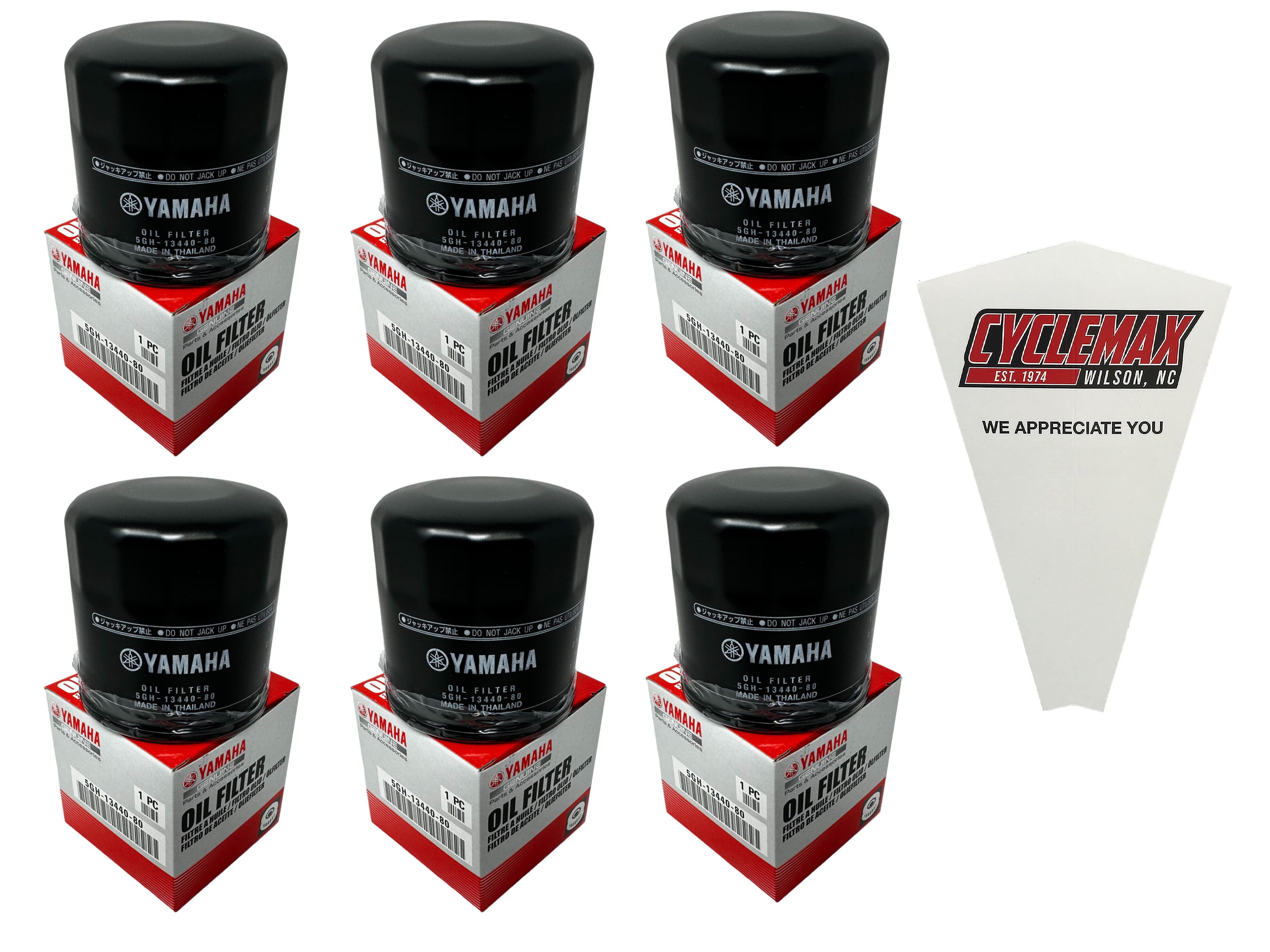 Cyclemax Six Pack for Yamaha Oil Filter 5GH-13440-80-00 Contains Six Filters and a Funnel