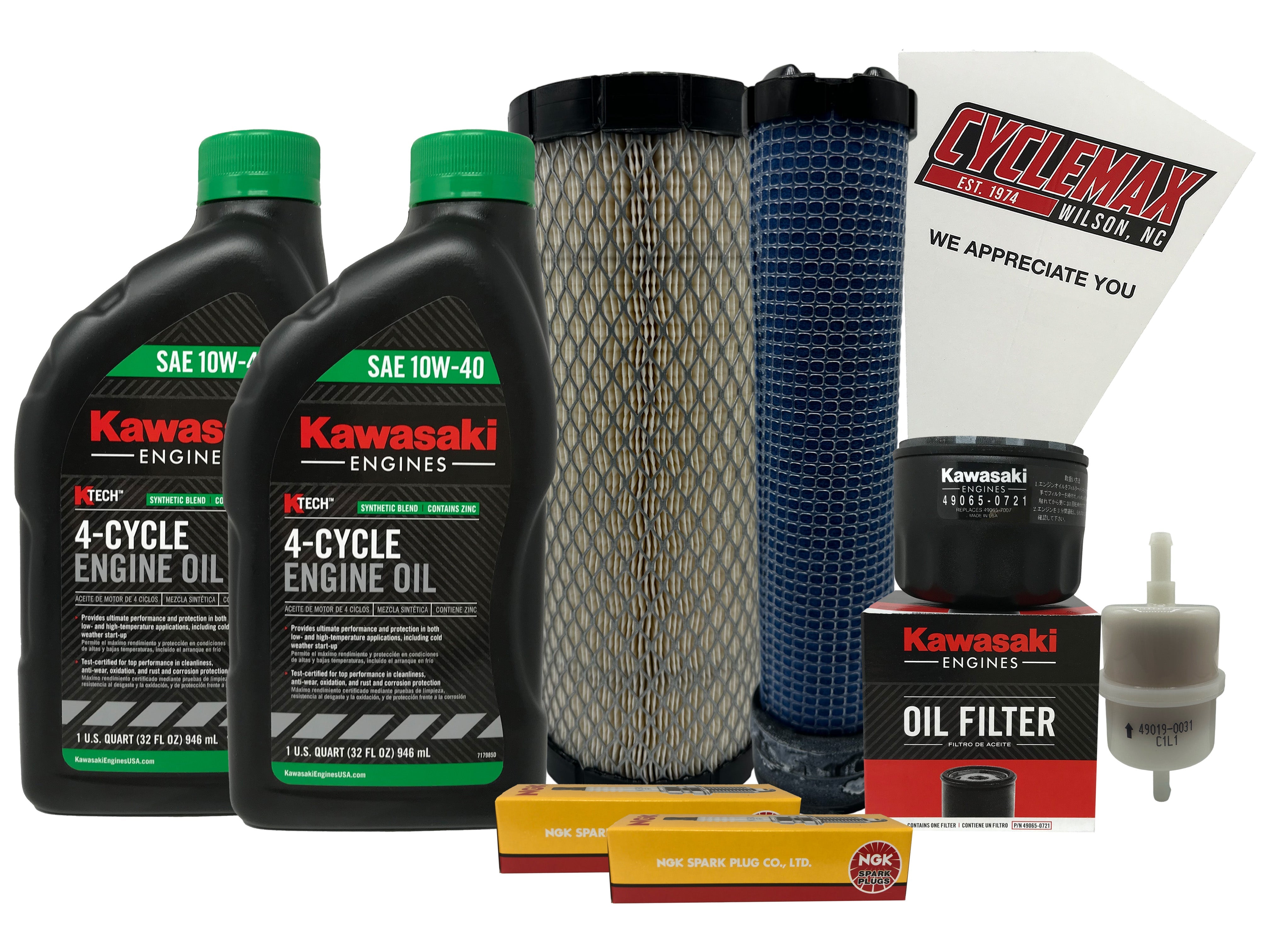 Cyclemax Tune Up Kit fits Kawasaki FX730V FX691V FX651V M: 99969-6409 99969-6527 with Spark Plugs
