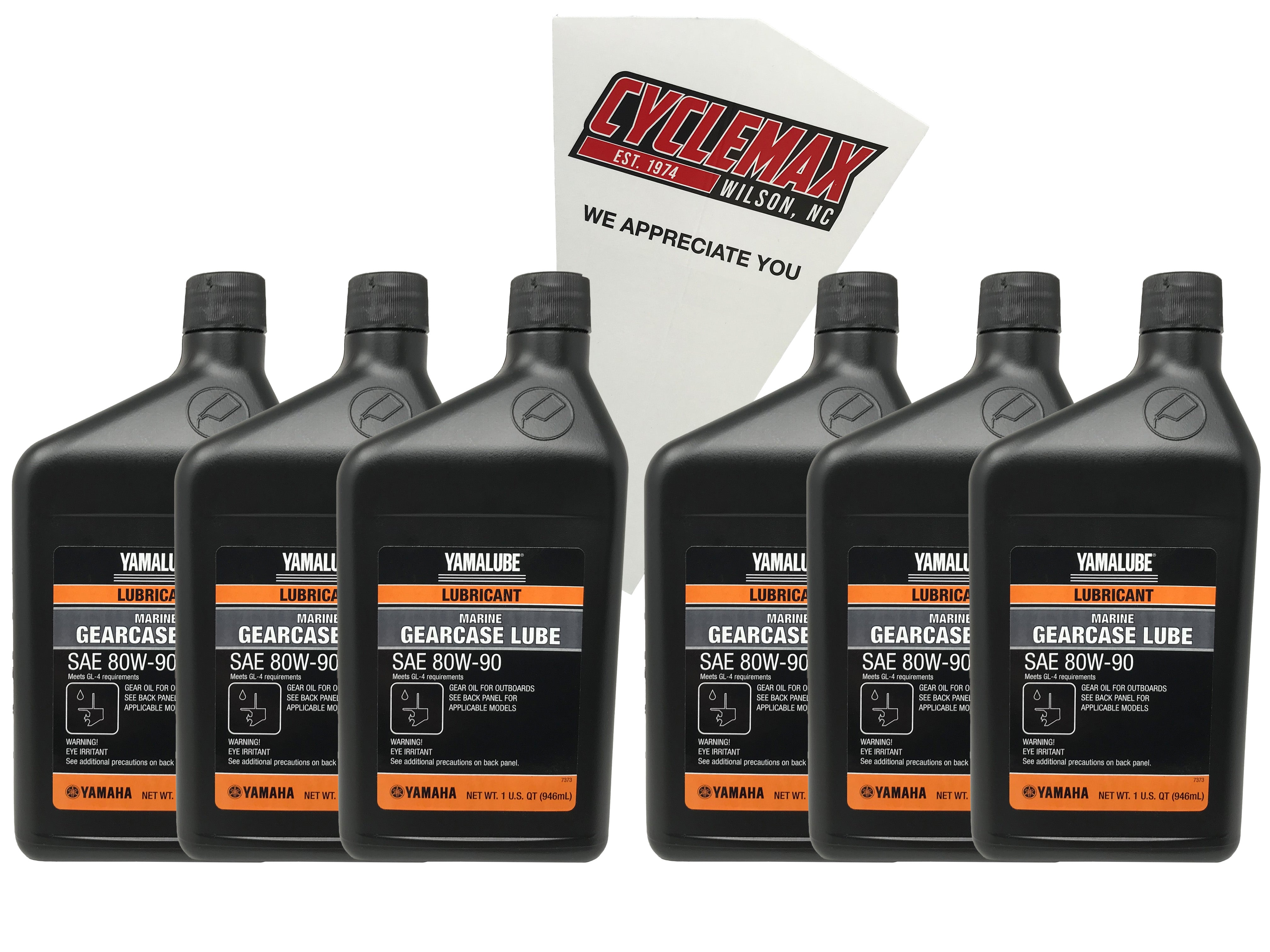 Cyclemax Six Pack for Yamaha Lower Unit Gearcase Lube Oil ACC-GEARL-UB-QT Contains Six Quarts and a Funnel