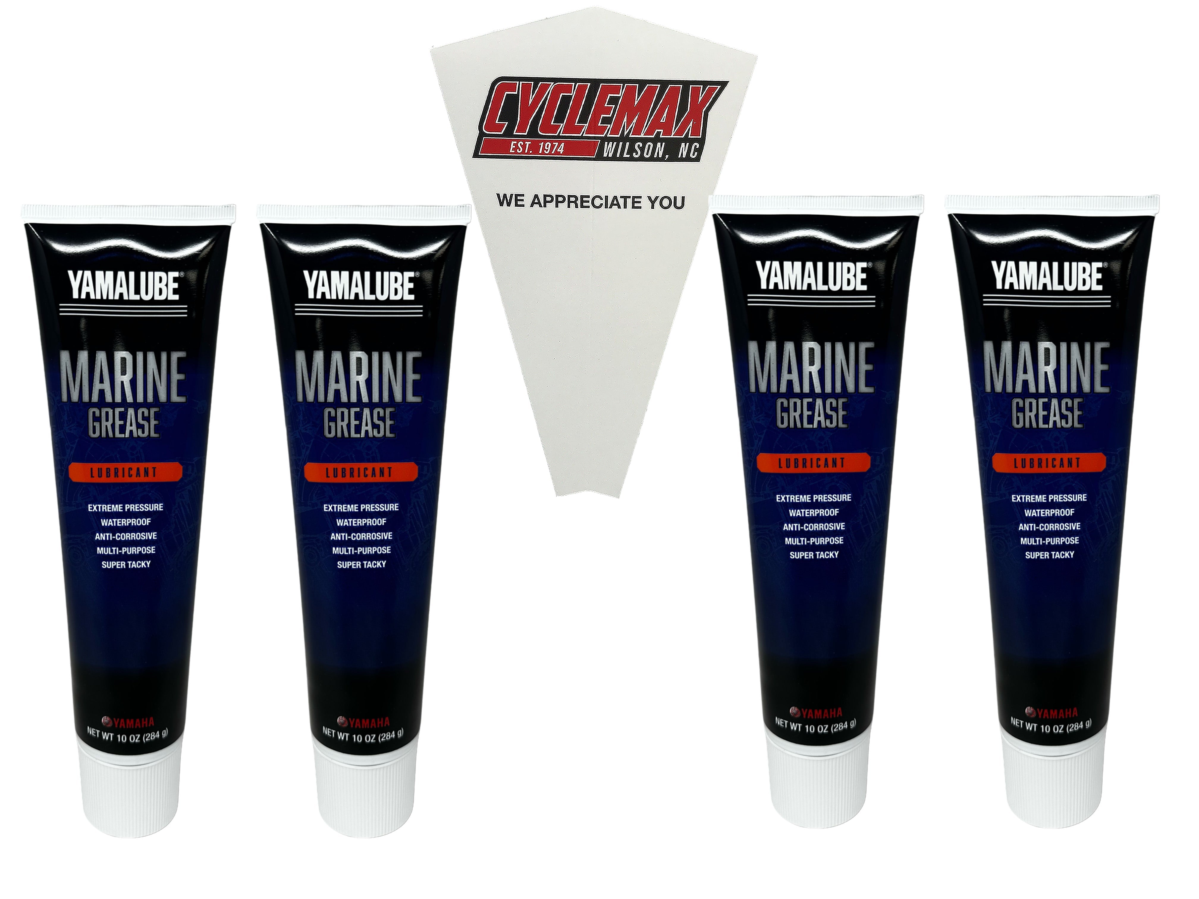 Cyclemax Four Pack for Yamaha Yamalube 10oz Marine Grease ACC-GREAS-10-CT Contains Four Tubes and a Funnel