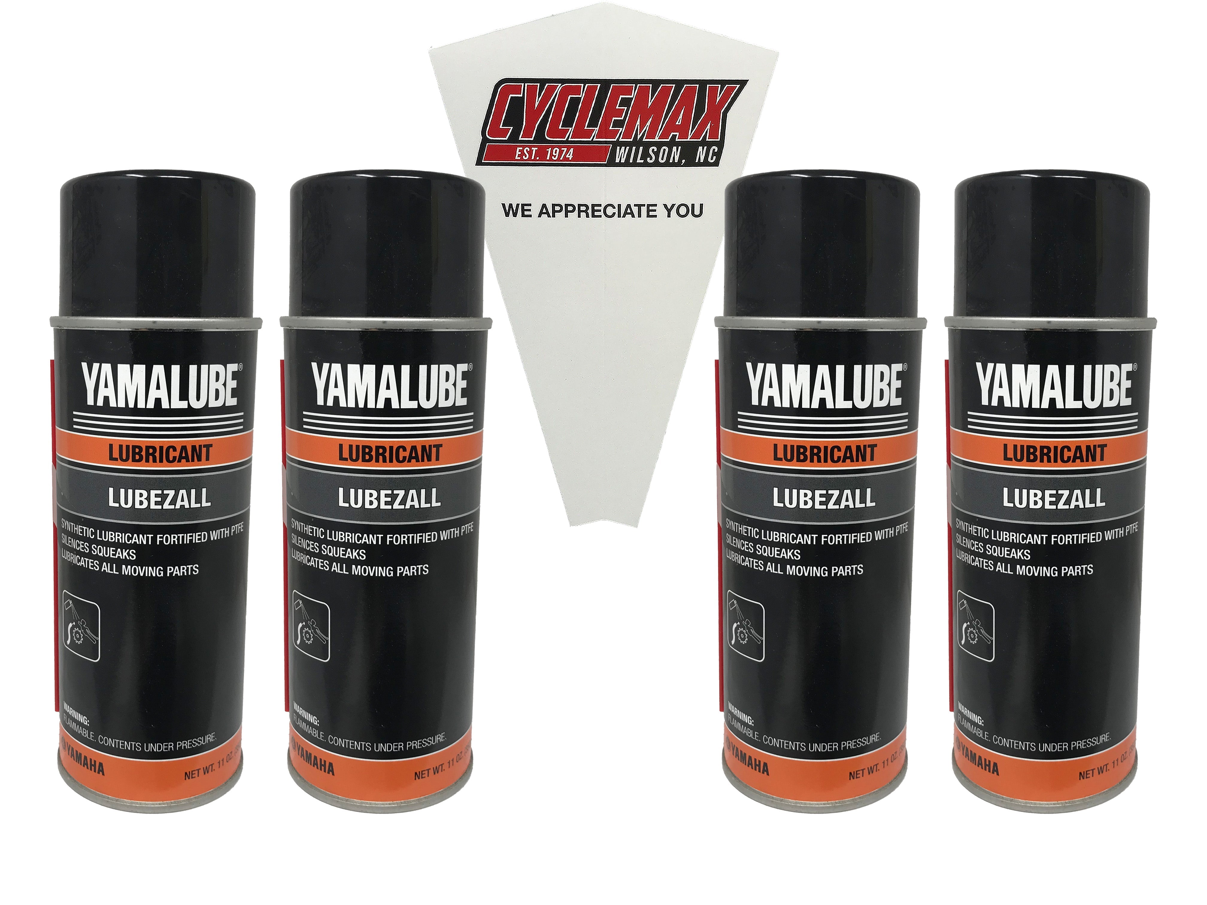 Cyclemax Four Pack for Yamaha Yamalube Lubezall ACC-LUBZA-LL-00 Contains Four Cans and a Funnel