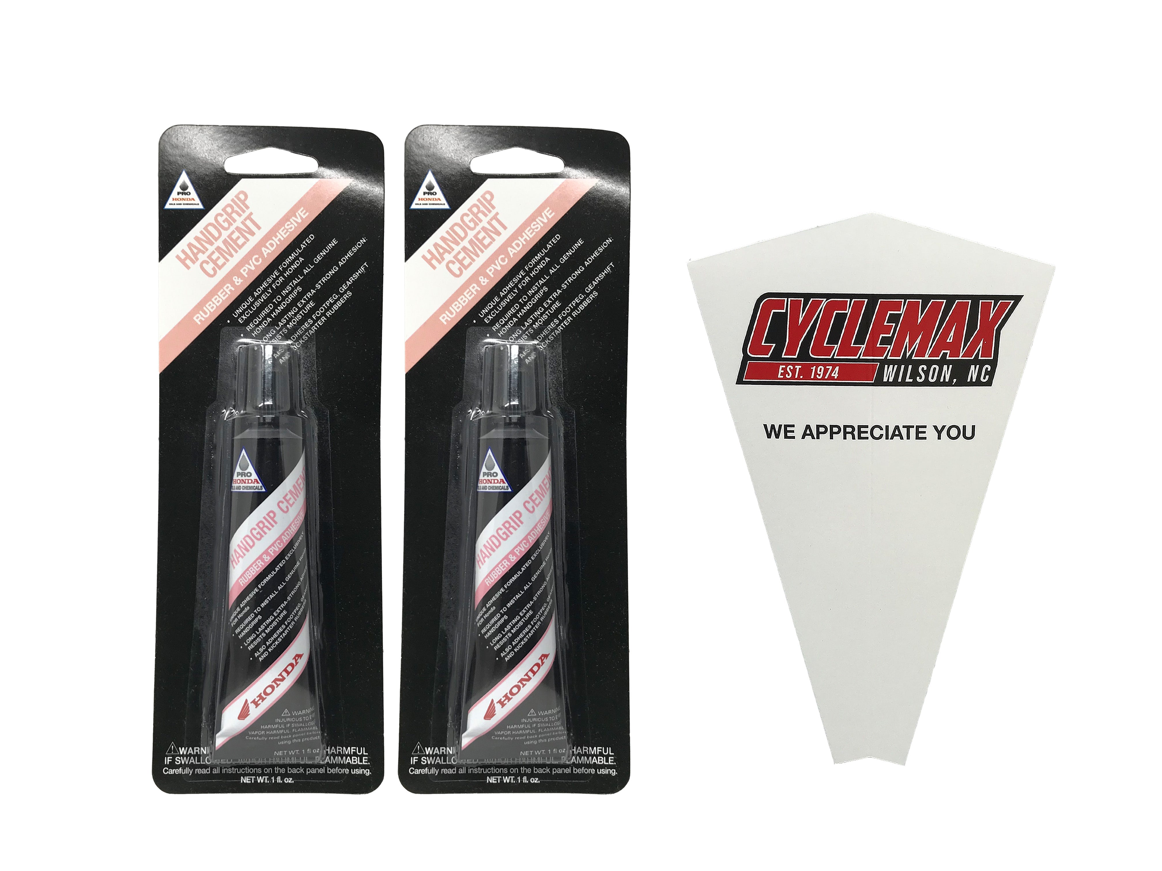 Cyclemax Two Pack for Honda Handgrip Cement Rubber & PVC Adhesive 08712-0001 Contains Two 1oz Tubes and a Funnel