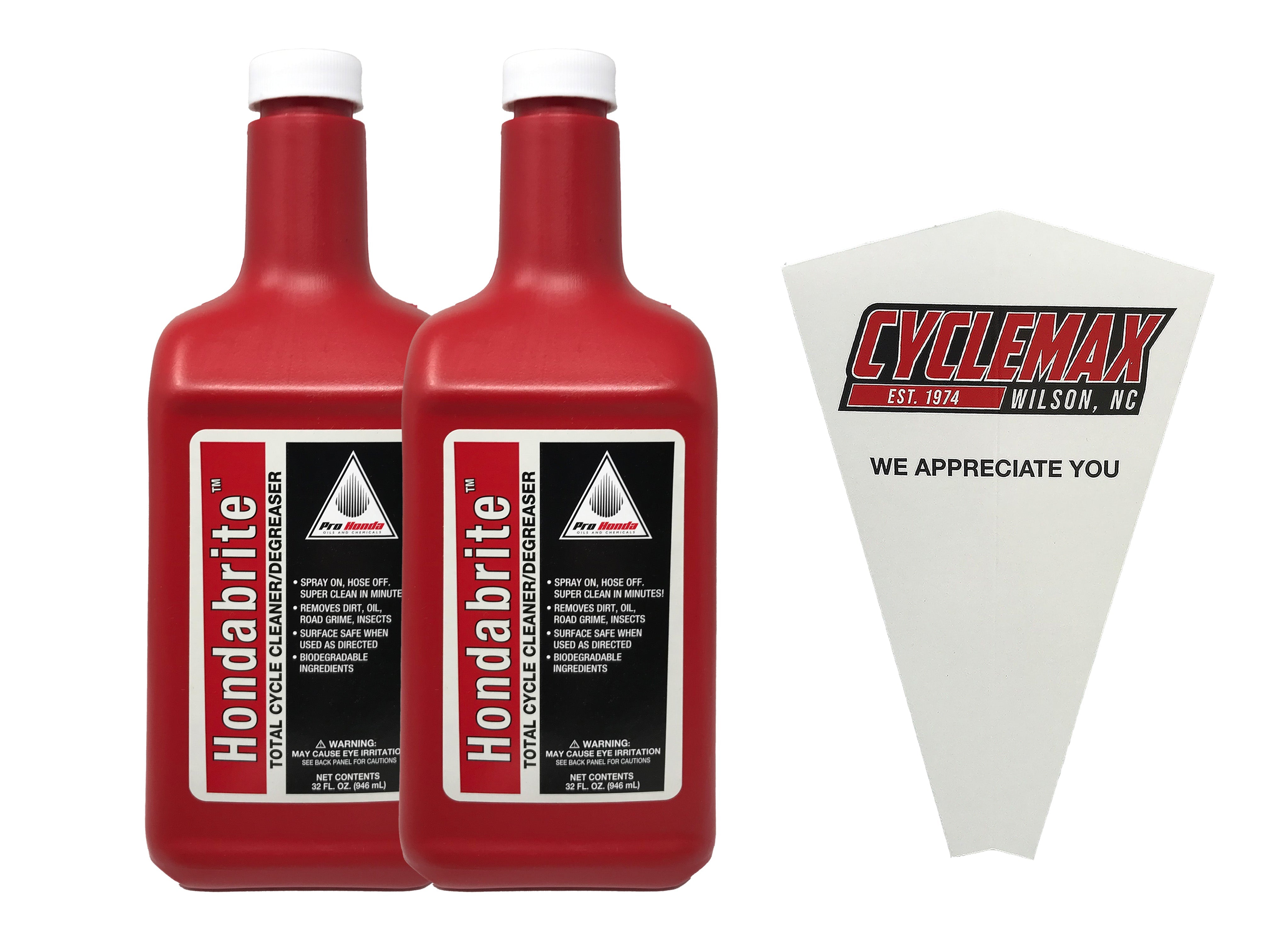 CYCLEMAX Two Pack for Honda Hondabrite Total Cycle Cleaner/Degreaser 08732-0032 Contains Two Quarts and a Funnel
