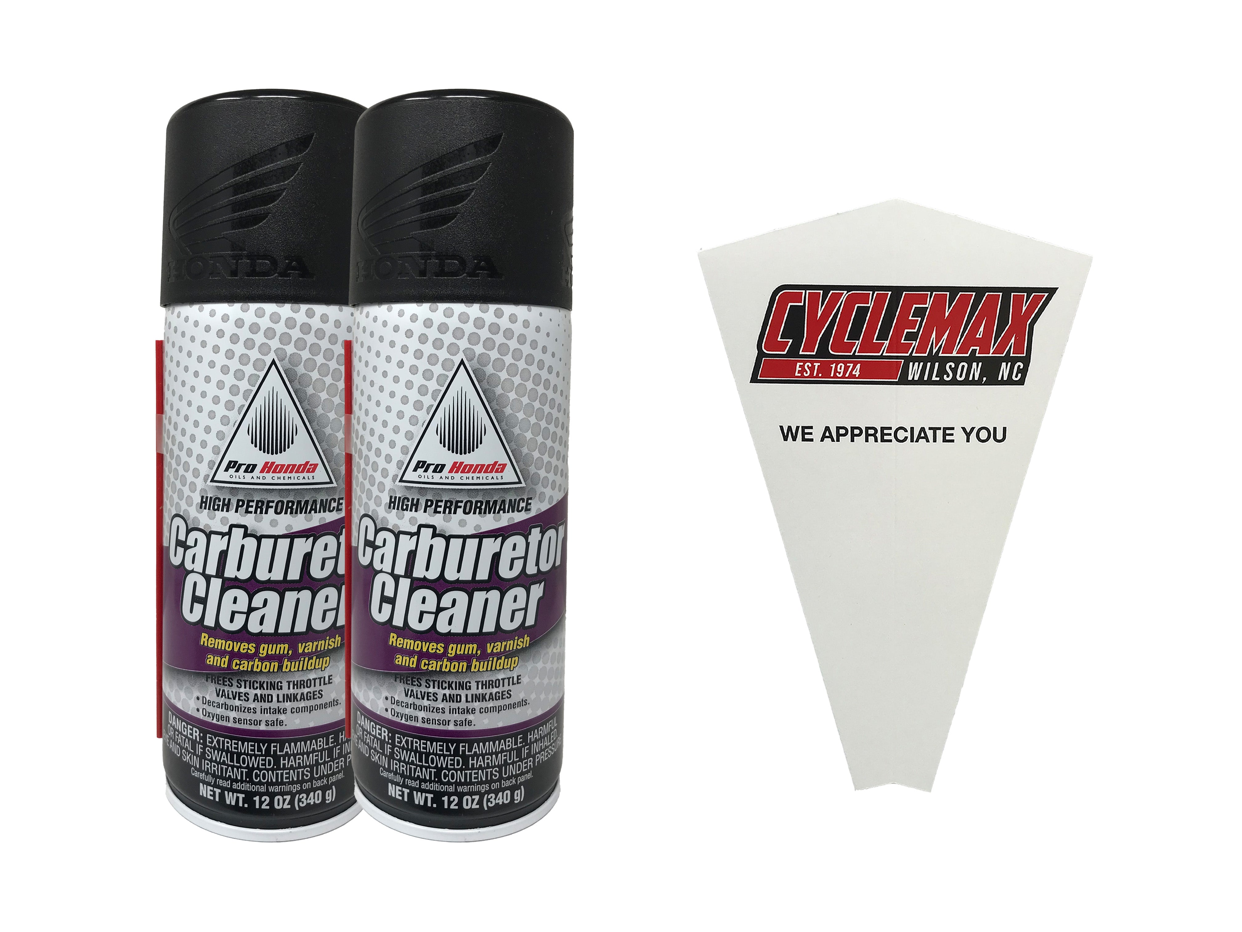 Cyclemax Two Pack for Honda High Performance Carburetor Cleaner 08732-CC000 Contains Two 12oz Cans and a Funnel