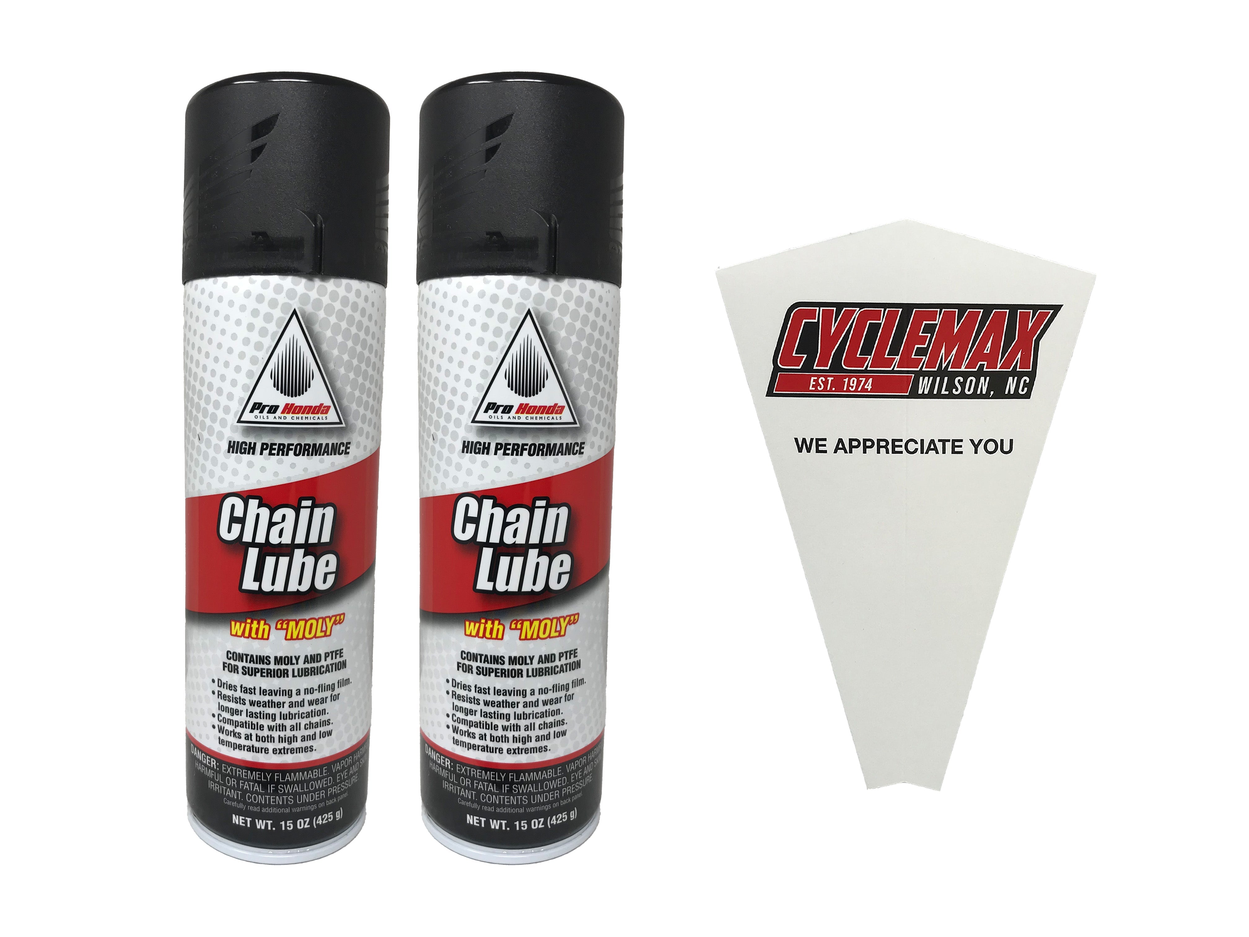 Cyclemax Two Pack for Honda Chain Lube with Moly 08732-CLM00 Contains Two 11oz Cans and a Funnel