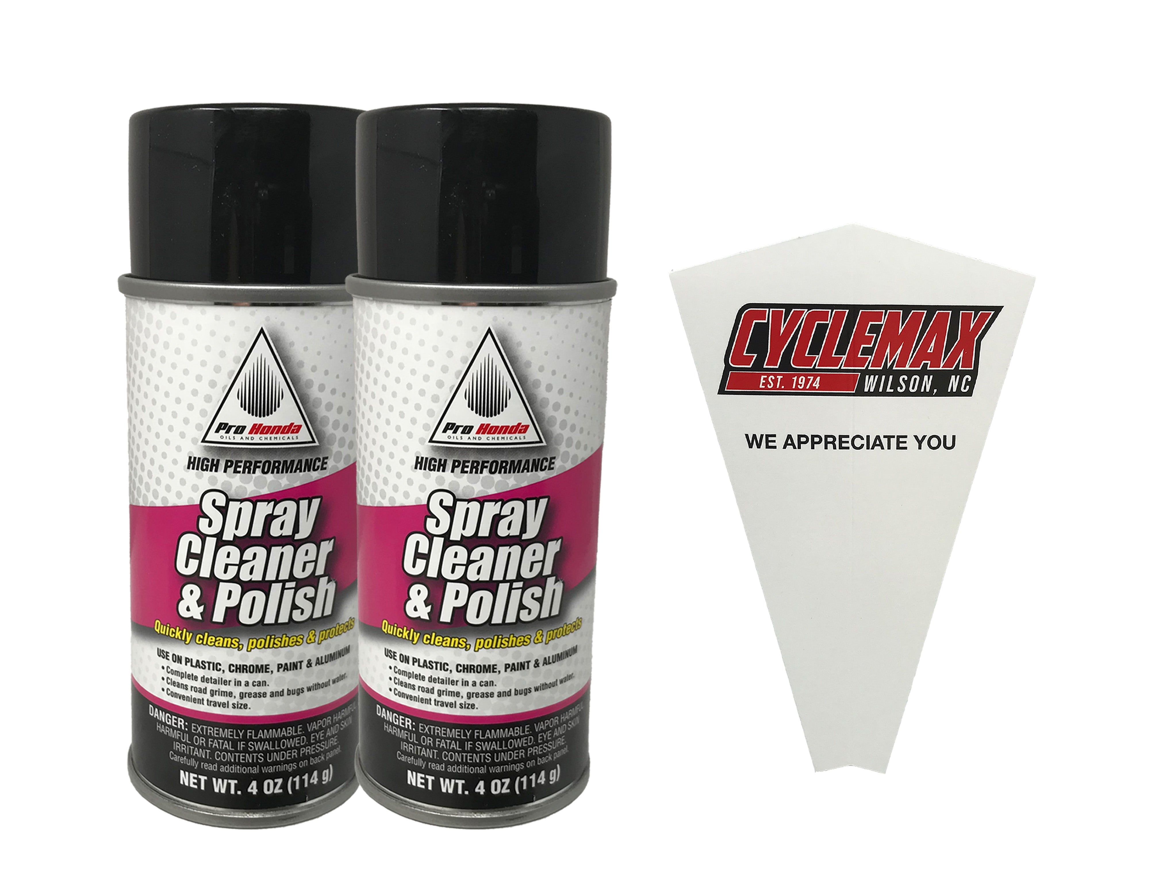 CYCLEMAX Two Pack for Honda Pro Honda Spray Cleaner and Polish 08732-SCPSM Contains Two 4oz Cans and a Funnel