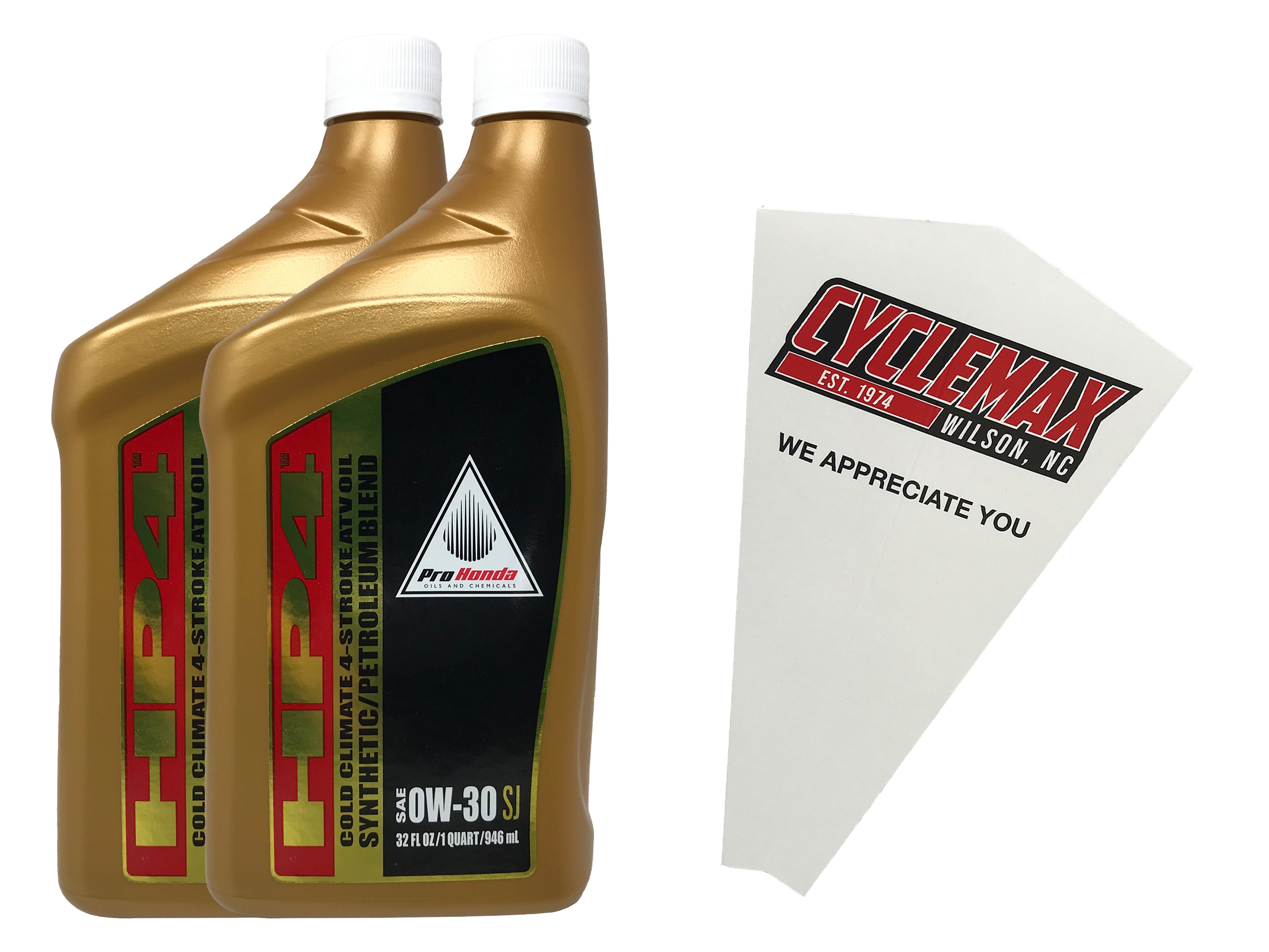 Cyclemax Two Pack for Honda HP4 0W-30 Semi Synthetic Blend Oil 08C35-A03W0M Contains Two Quarts and a Funnel