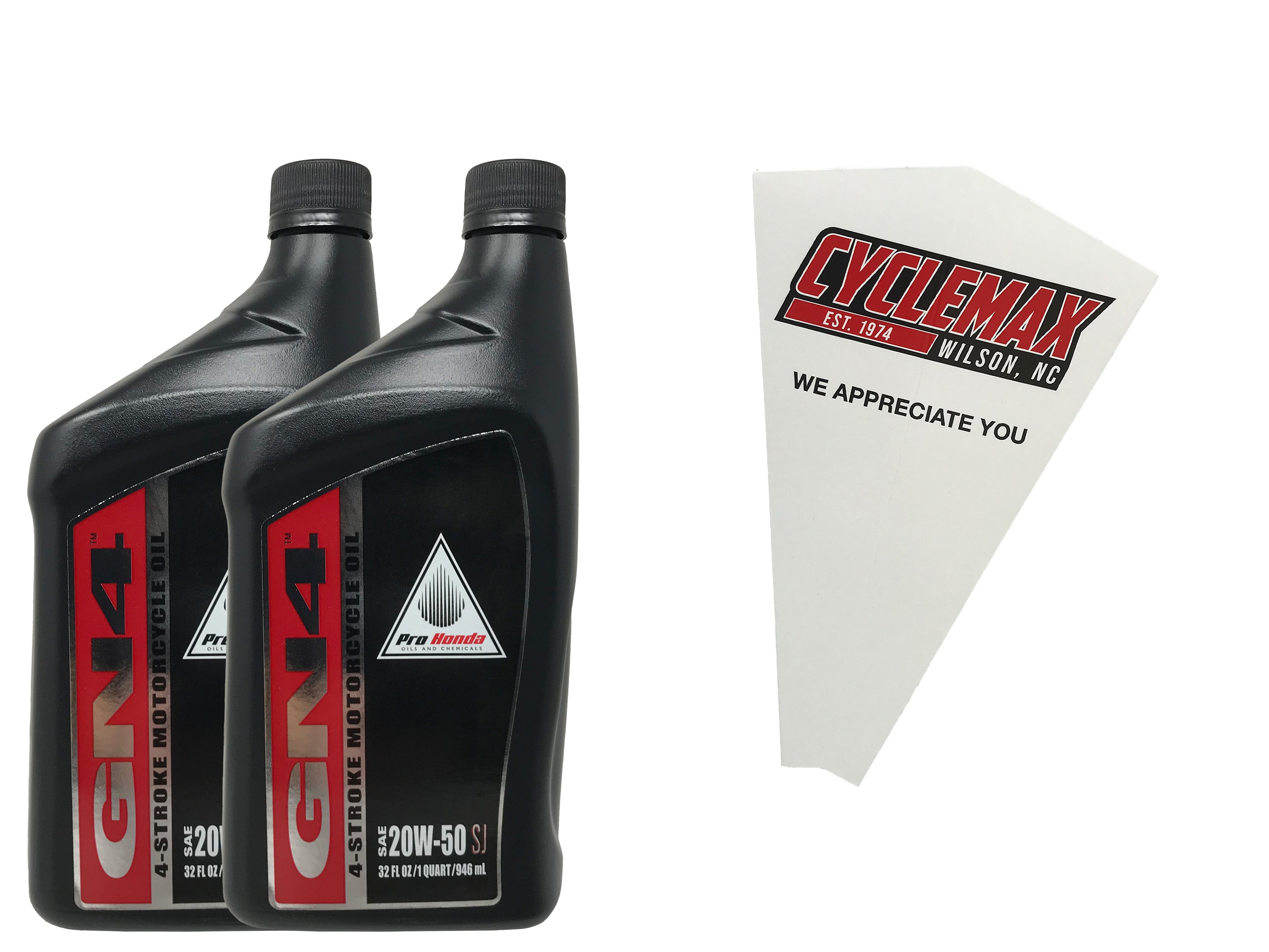 Cyclemax Two Pack for Honda GN4 20W50 Engine Oil 08C35-A251M01 Contains Two Quarts and a Funnel