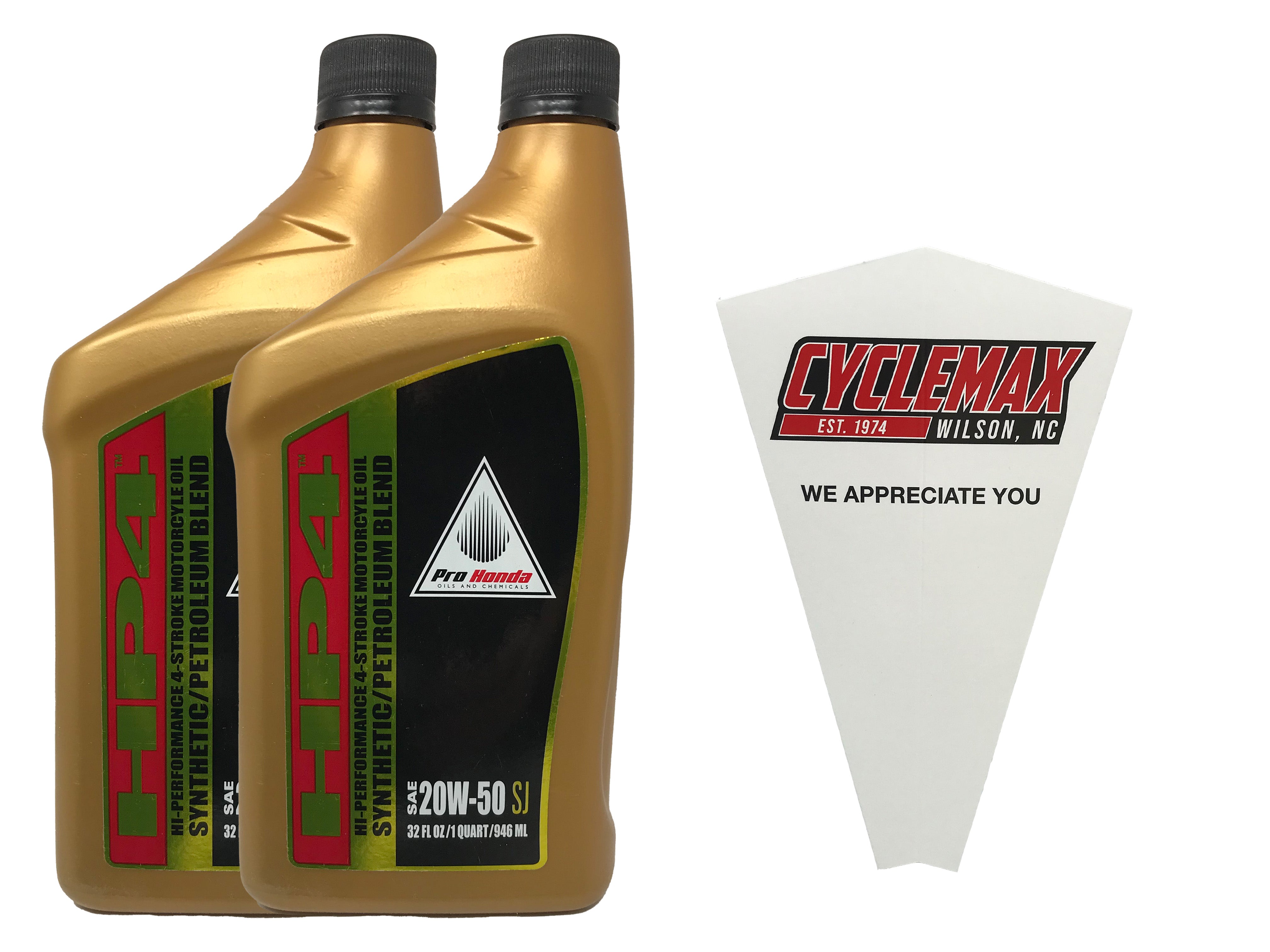 Cyclemax Two Pack for Honda HP4 20W-50 Semi Synthetic Oil Blend 08C35-A25W0M Contains Two Quarts and a Funnel