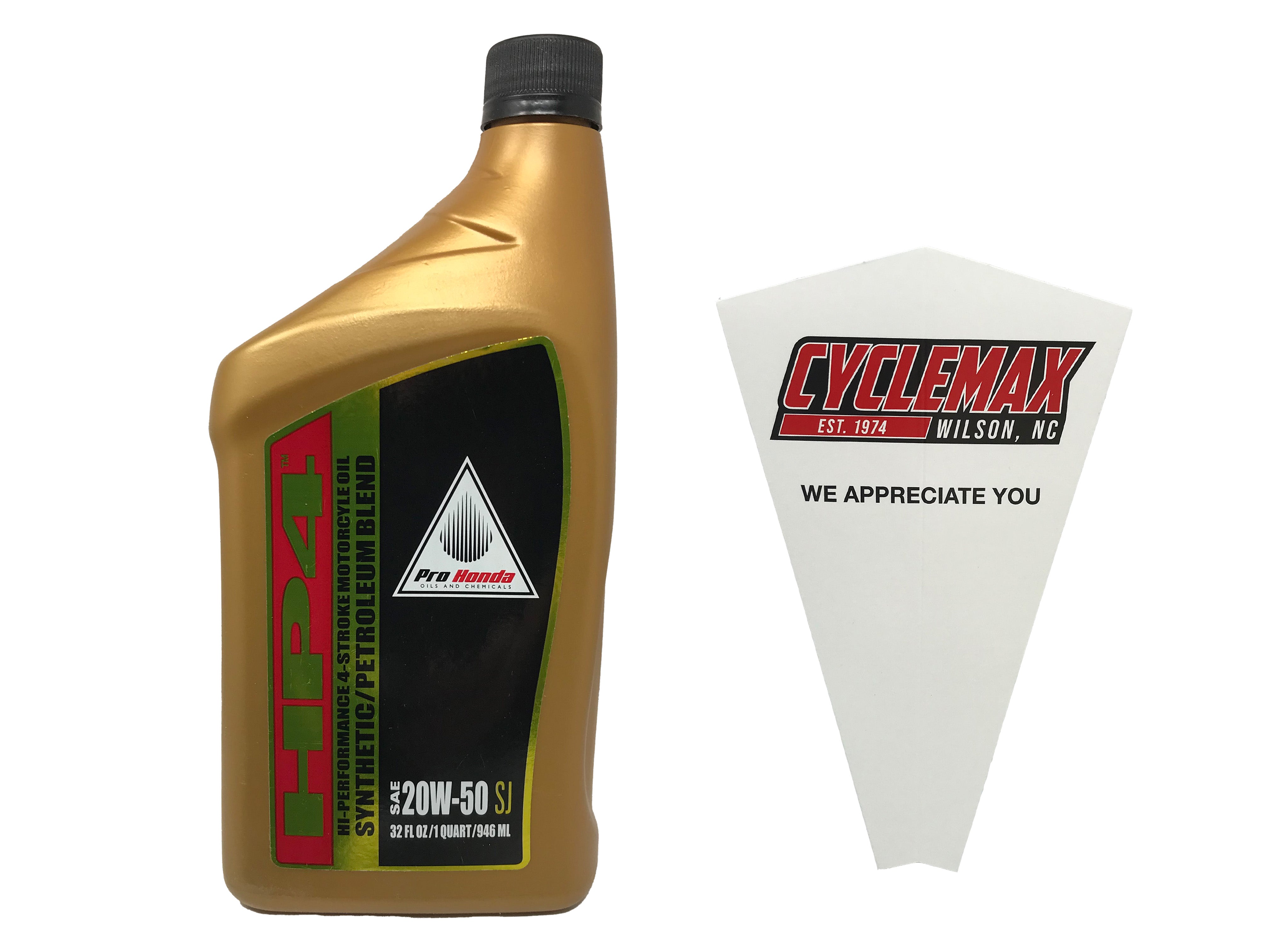 Cyclemax One Pack for Honda HP4 20W-50 Semi Synthetic Oil Blend 08C35-A25W0M Contains One Quart and a Funnel