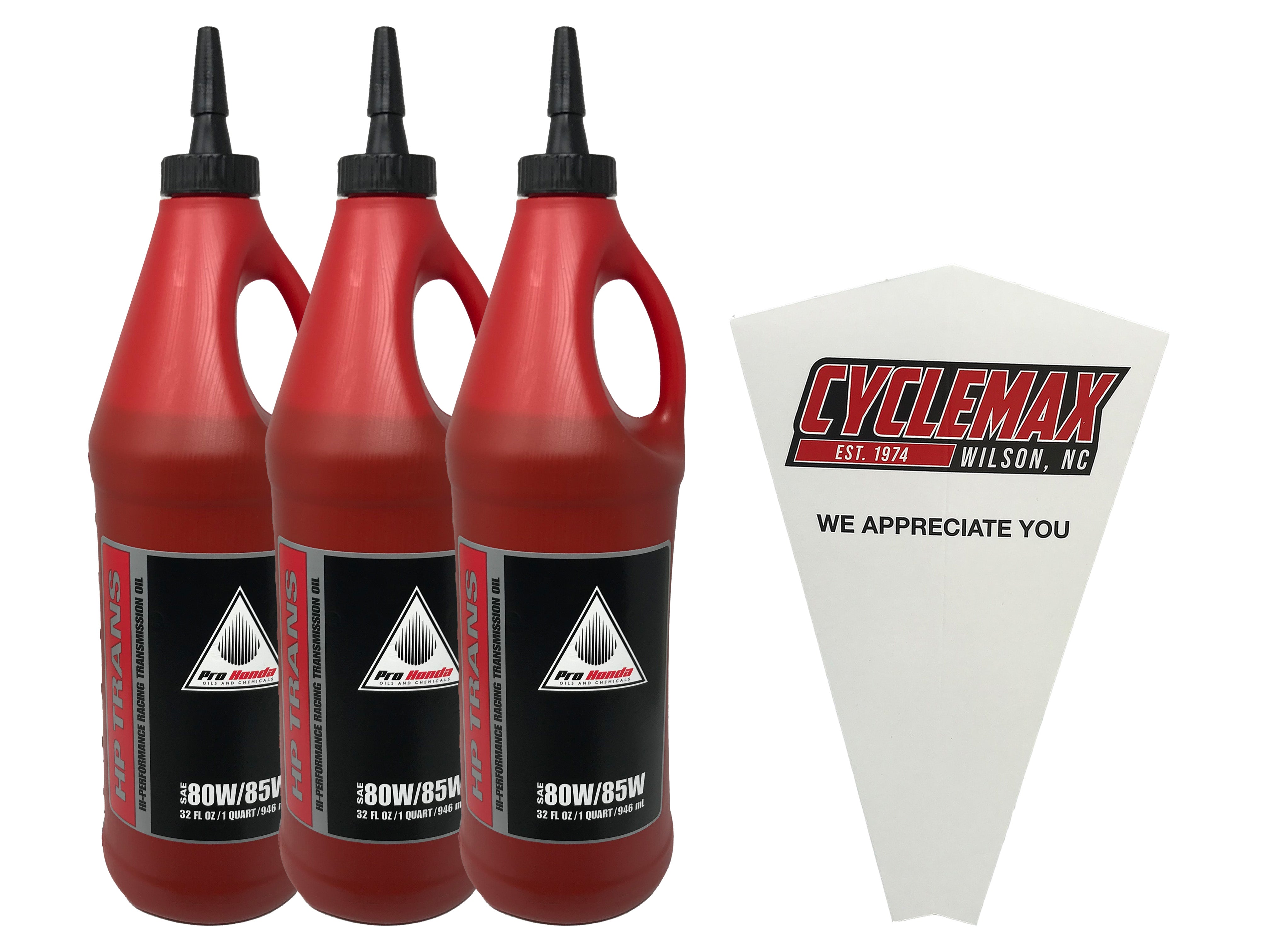 CYCLEMAX Three Pack for Honda HP Transmission Oil 08C35-A851M01 Contains Three Quarts and a Funnel