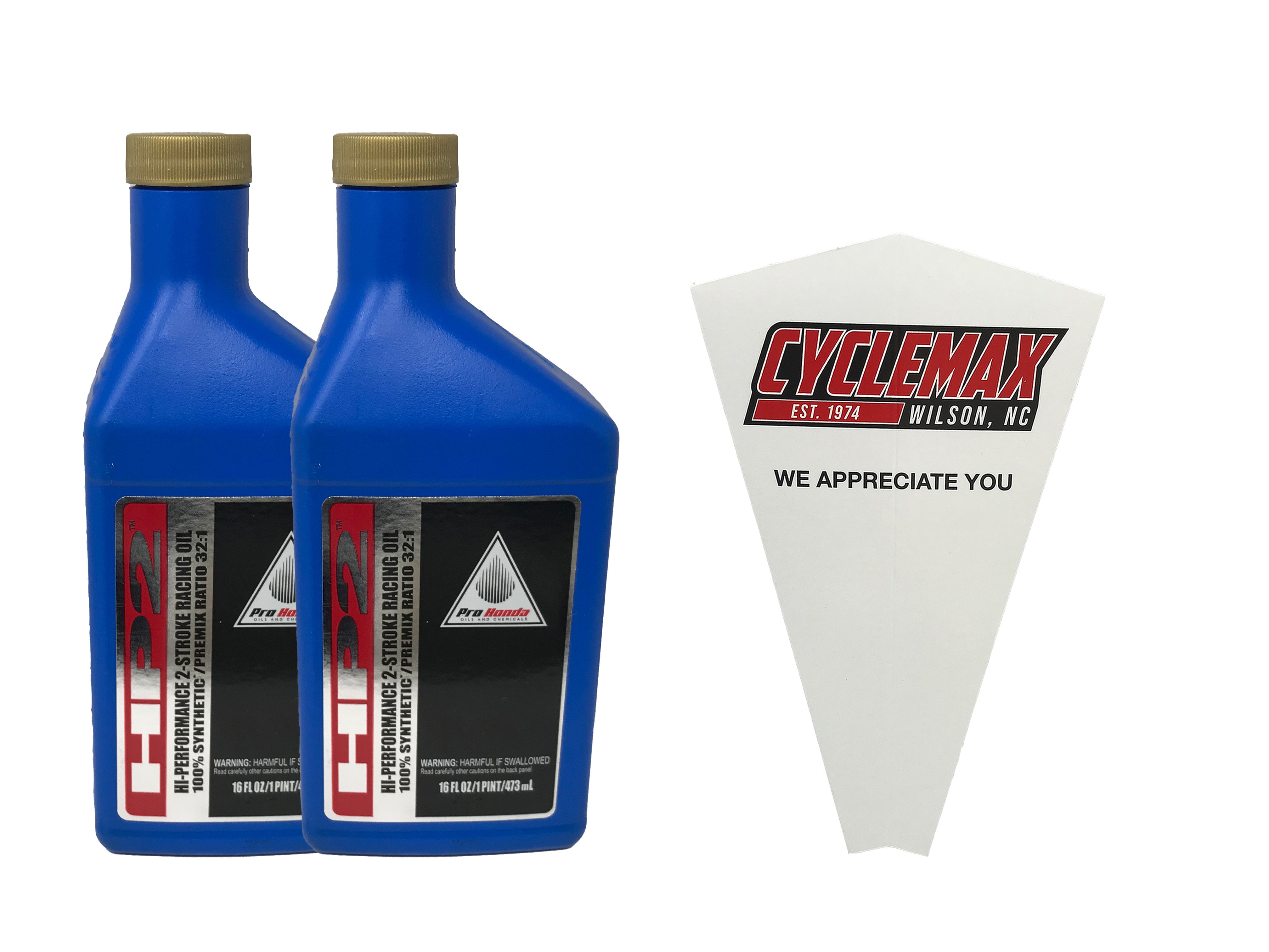 Cyclemax Two Pack for Honda HP2 Synthetic 2 Stroke Oil Pint 08C35-AH21S01 Contains Two 16oz Bottles and a Funnel