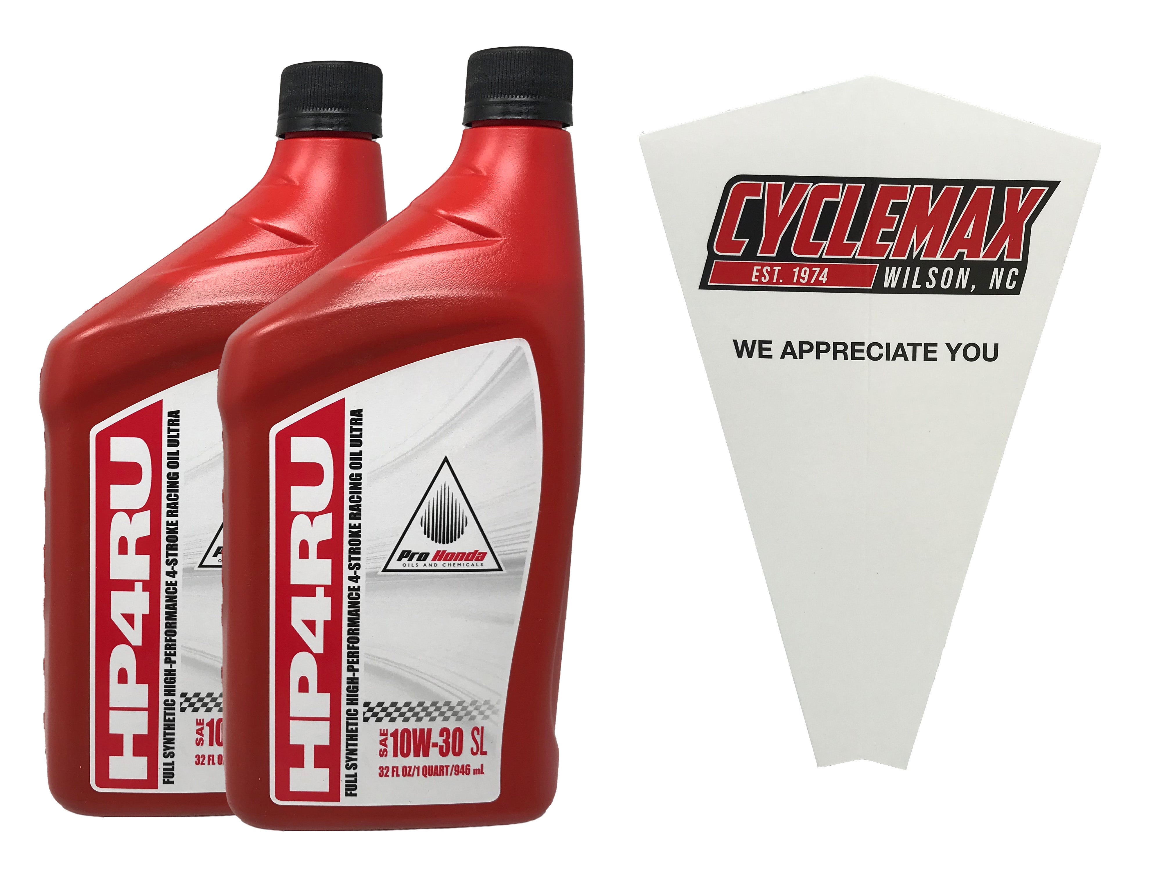 Cyclemax Two Pack for Honda 08C35-HP4-1030RU Full Synthetic Racing Motor Oil 10W-30 contains Two Quarts and Funnel