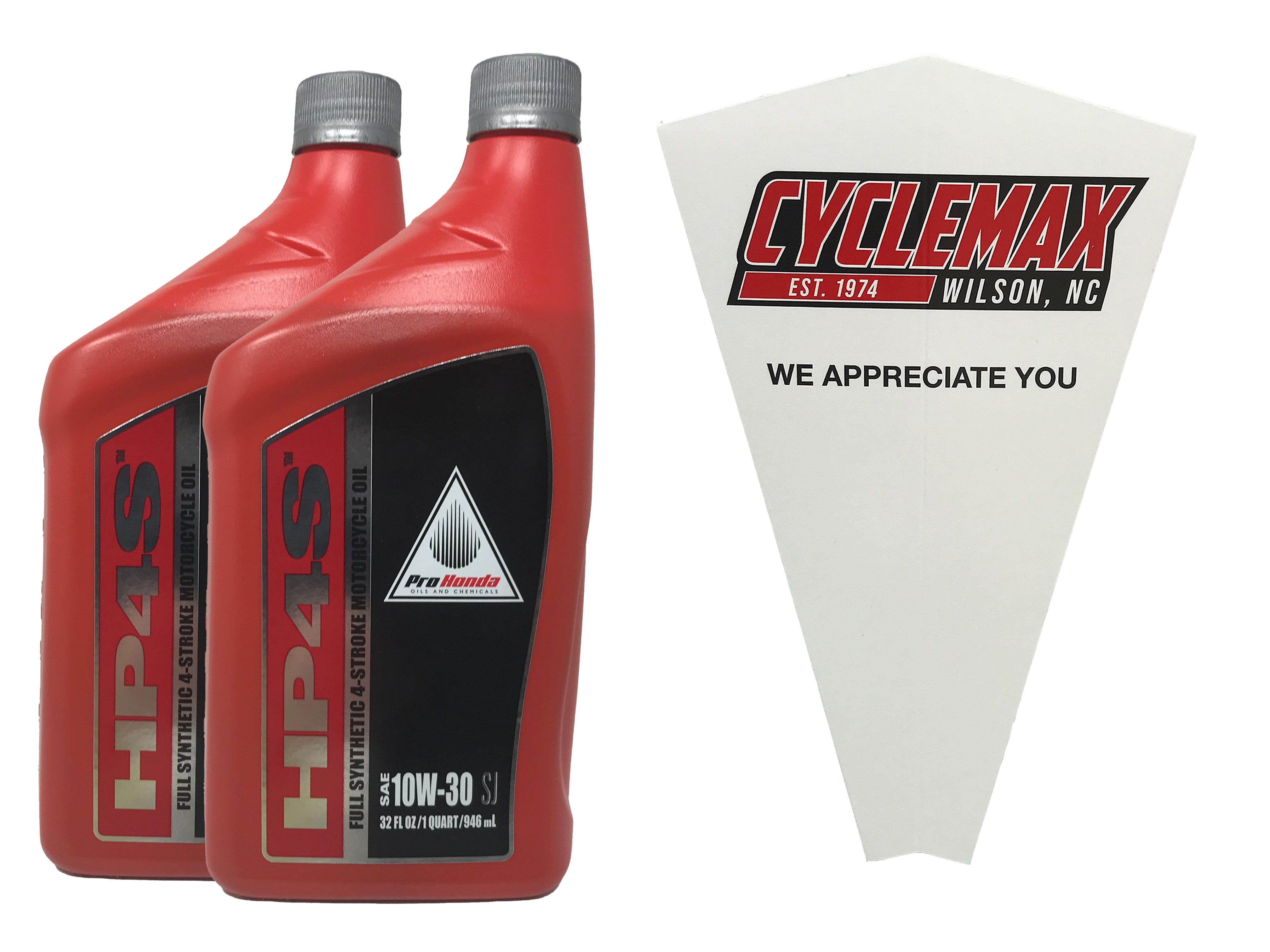 Cyclemax Two Pack for Honda HP4S 10W30 Full Synthetic 4 Stroke Engine Oil 08C35-SYN-1030M Contains Two Quarts and a Funnel