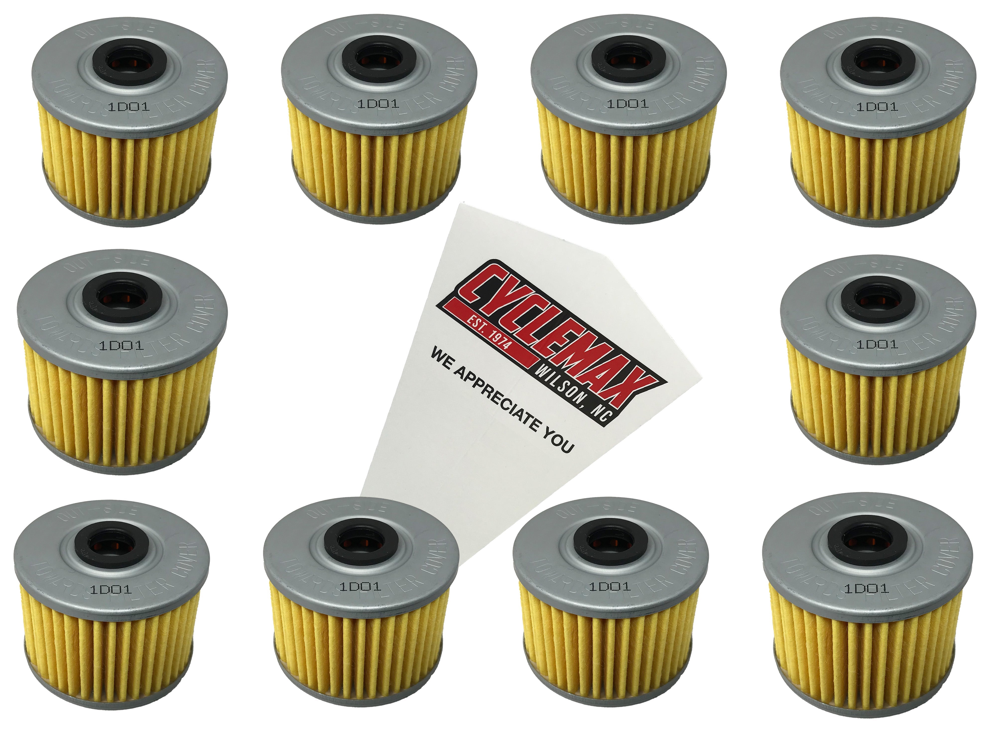Cyclemax Ten Pack for Honda Oil Filter 15410-KF0-315 Contains Ten Filters and a Funnel
