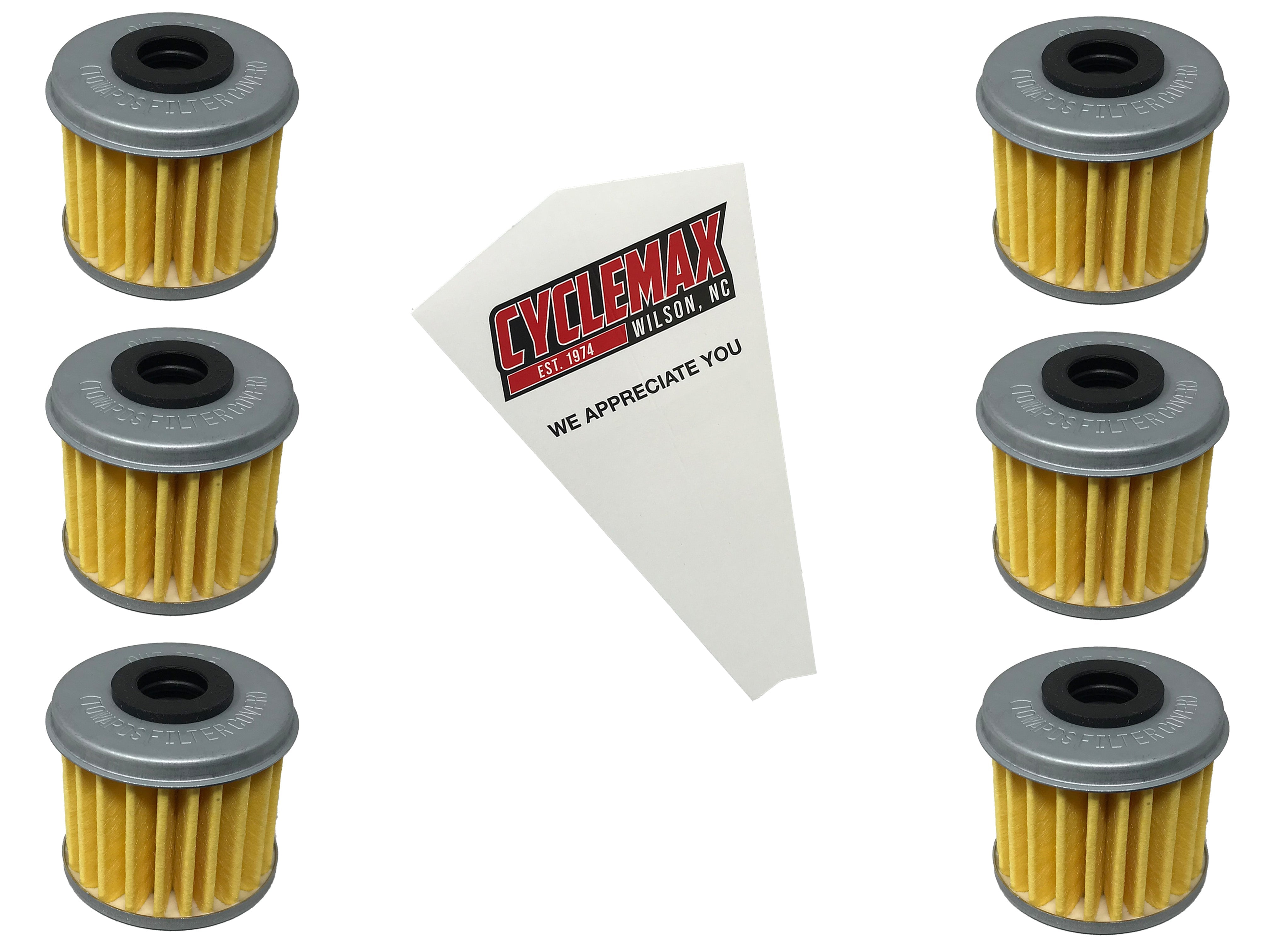 Cyclemax Six Pack for Honda Oil Filter 15412-MEN-671 Contains Six Filters and a Funnel