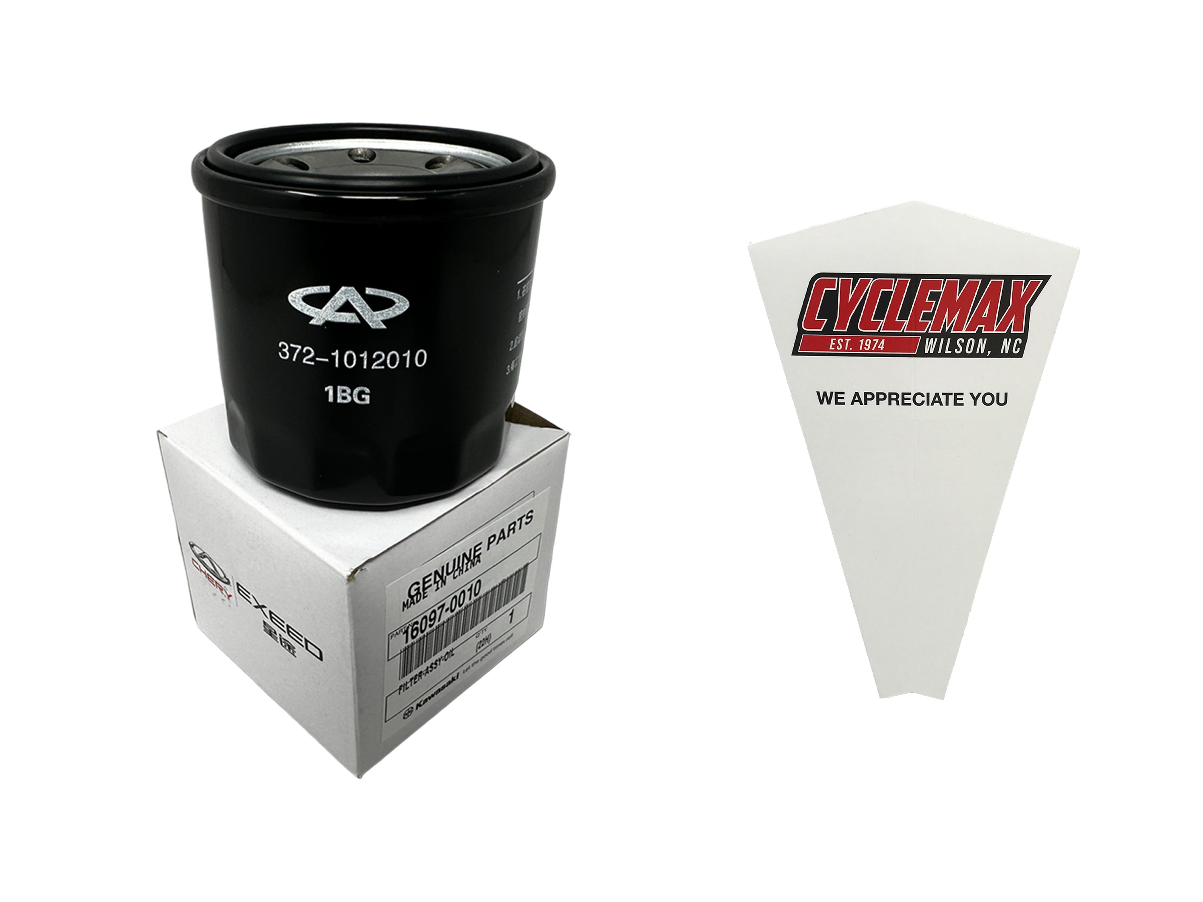 Cyclemax One Pack for Kawasaki Oil Filter 16097-0010 Contains One Filter and a Funnel