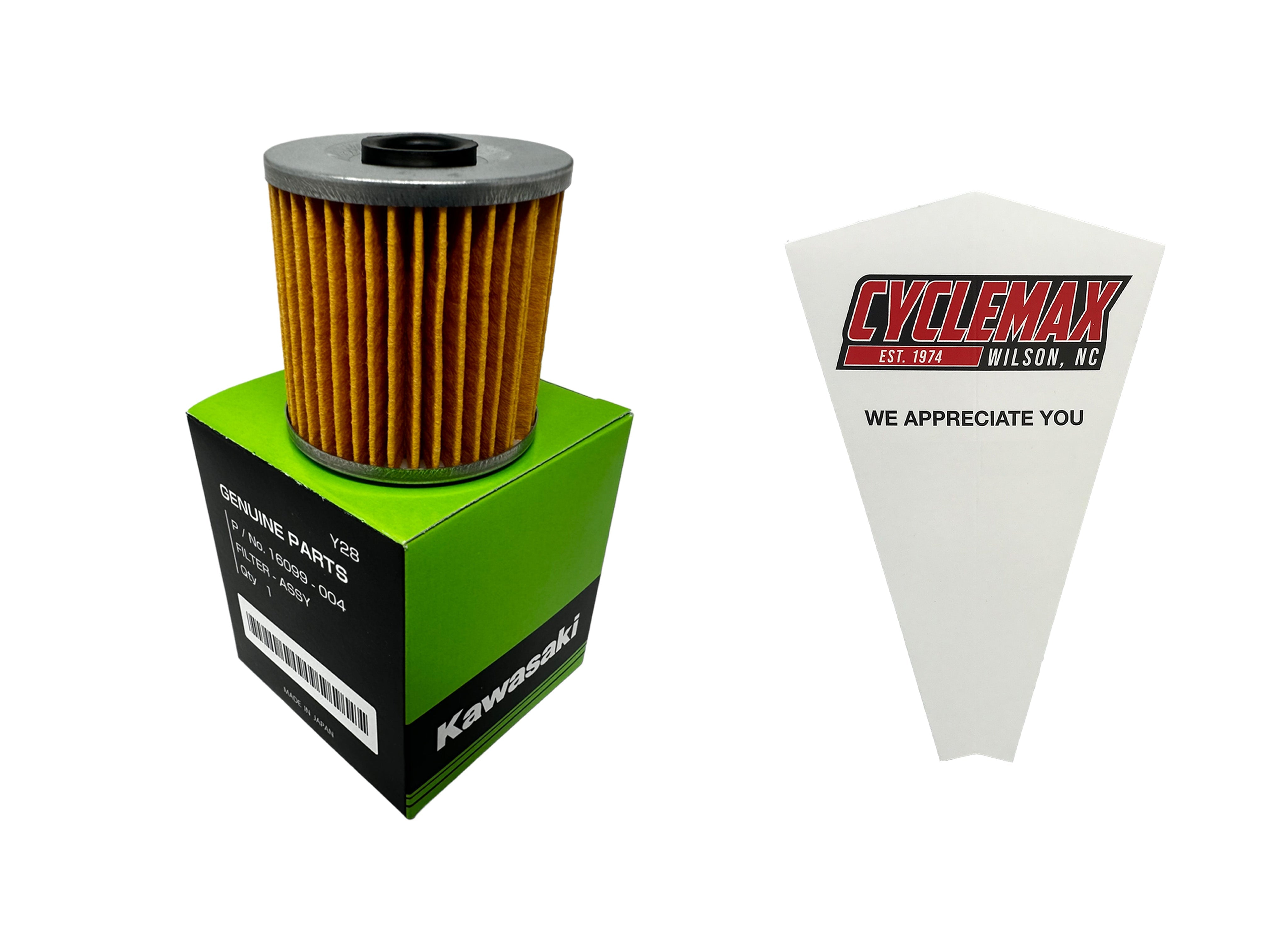 Cyclemax One Pack for Kawasaki Oil Filter 16099-004 Contains One Filter and a Funnel