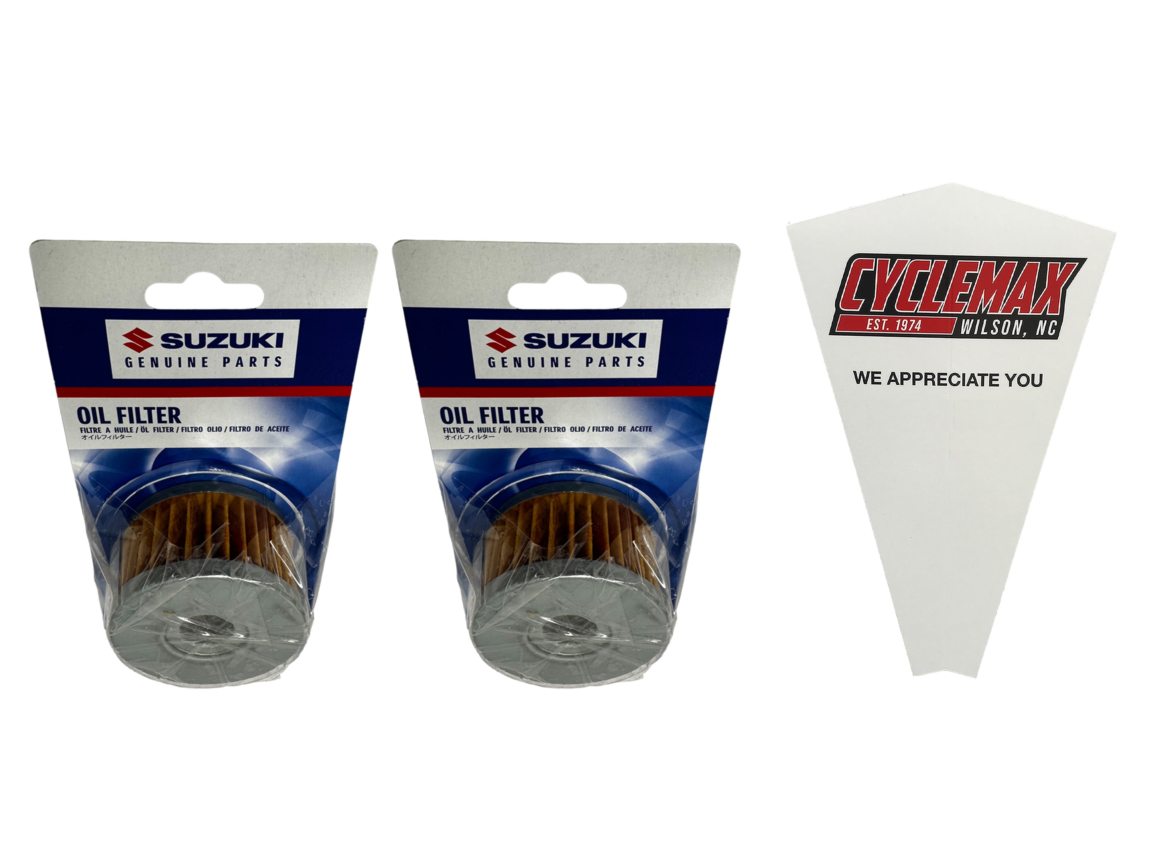 Cyclemax Two Pack for Suzuki Oil Filter 16510-37450 Contains Two Filters and a Funnel