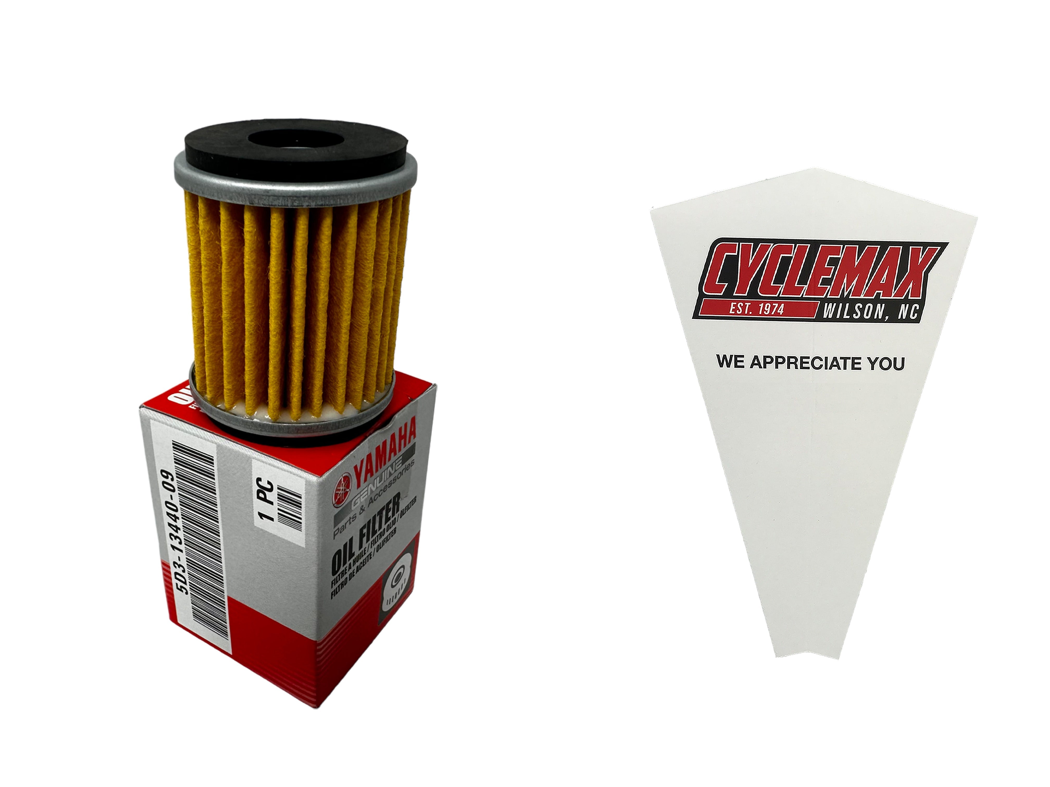 Cyclemax One Pack for Yamaha Oil Cleaner Element Assembly 5D3-13440-09-00 Contains One Filter and a Funnel