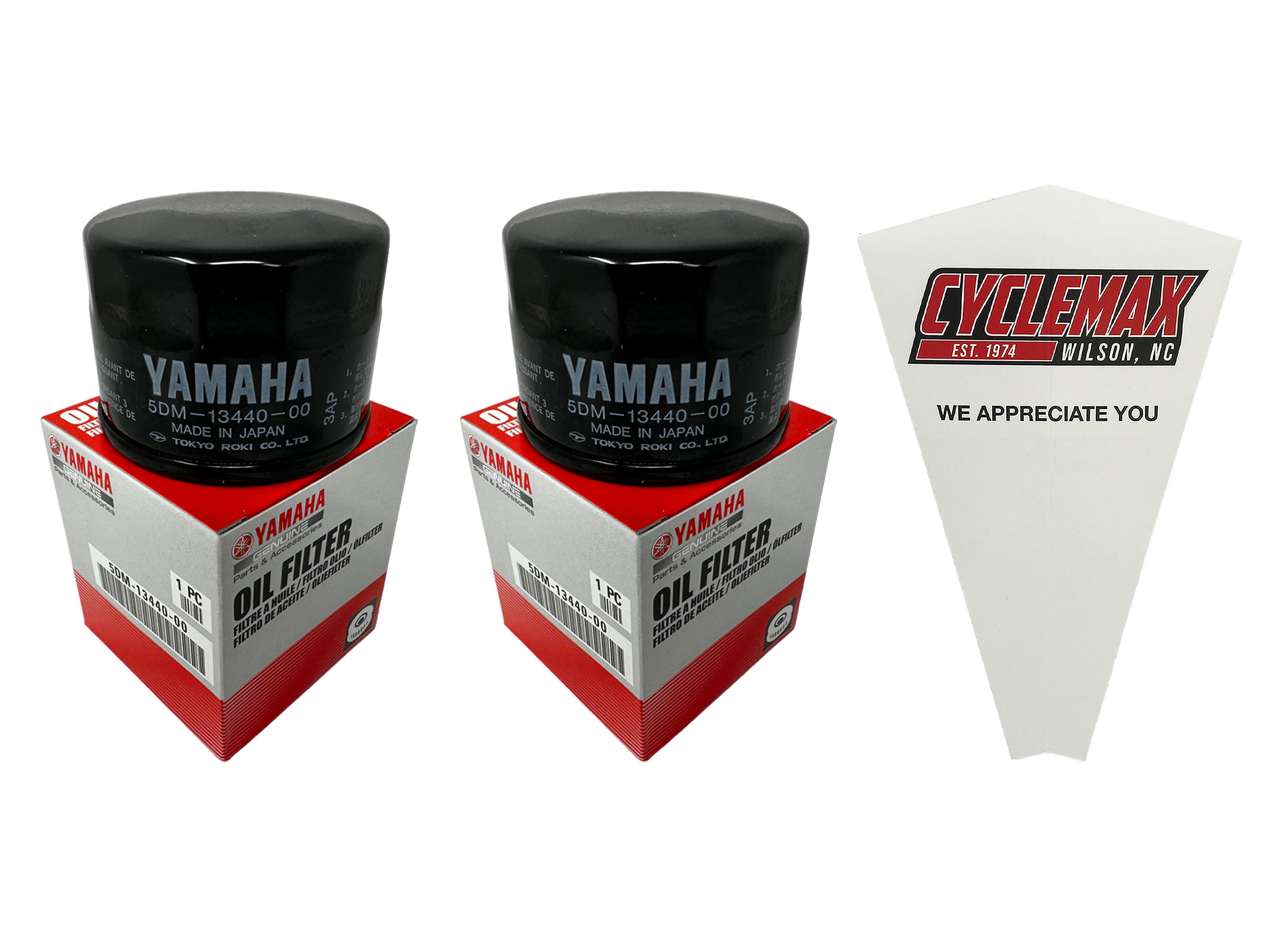 Cyclemax Two Pack for Yamaha Oil Filter Cleaner Element Assembly 5DM-13440-00-00 Contains Two Filters and a Funnel