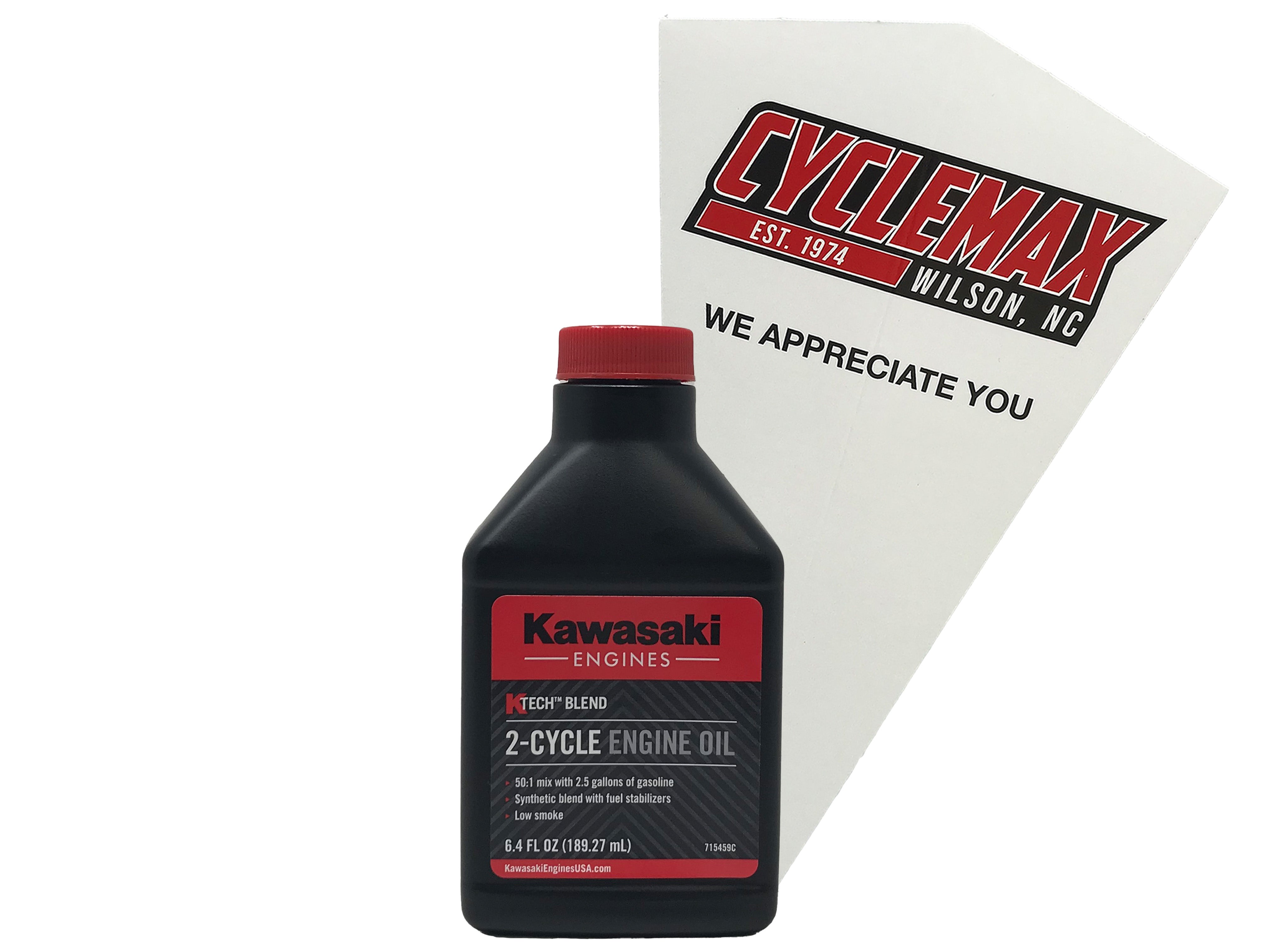 Cyclemax One Pack of Kawasaki KTech 2-Cycle Two Stroke Engine Oil 6.4oz 99969-6084 Contains One Bottle and a Funnel