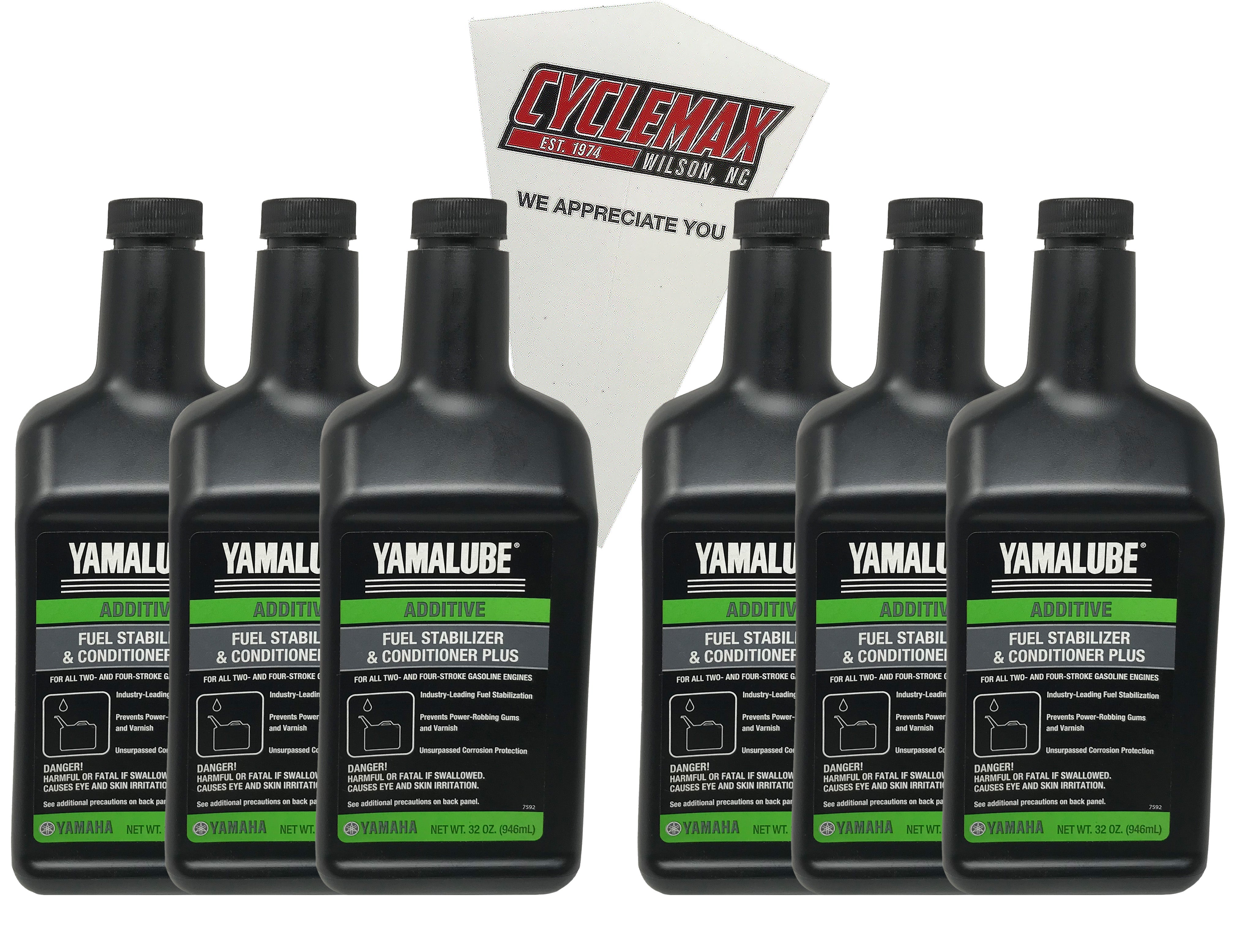 Cyclemax Six Pack for Yamaha Fuel Stabilizer & Conditioner Plus ACC-FSTAB-PL-32 Contains Six Quarts and a Funnel