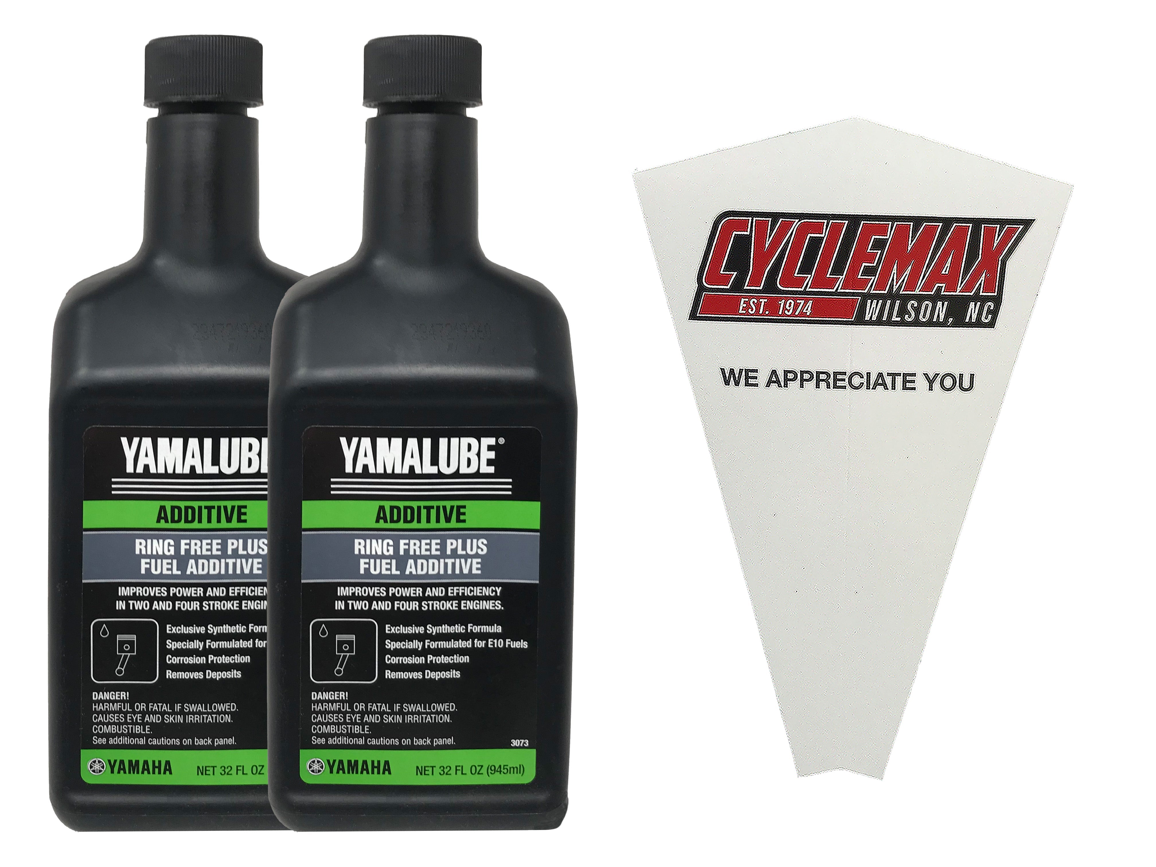 Cyclemax Two Pack for Yamaha Ring Free Plus Fuel Additive ACC-RNGFR-PL-32 Contains Two Quarts and a Funnel