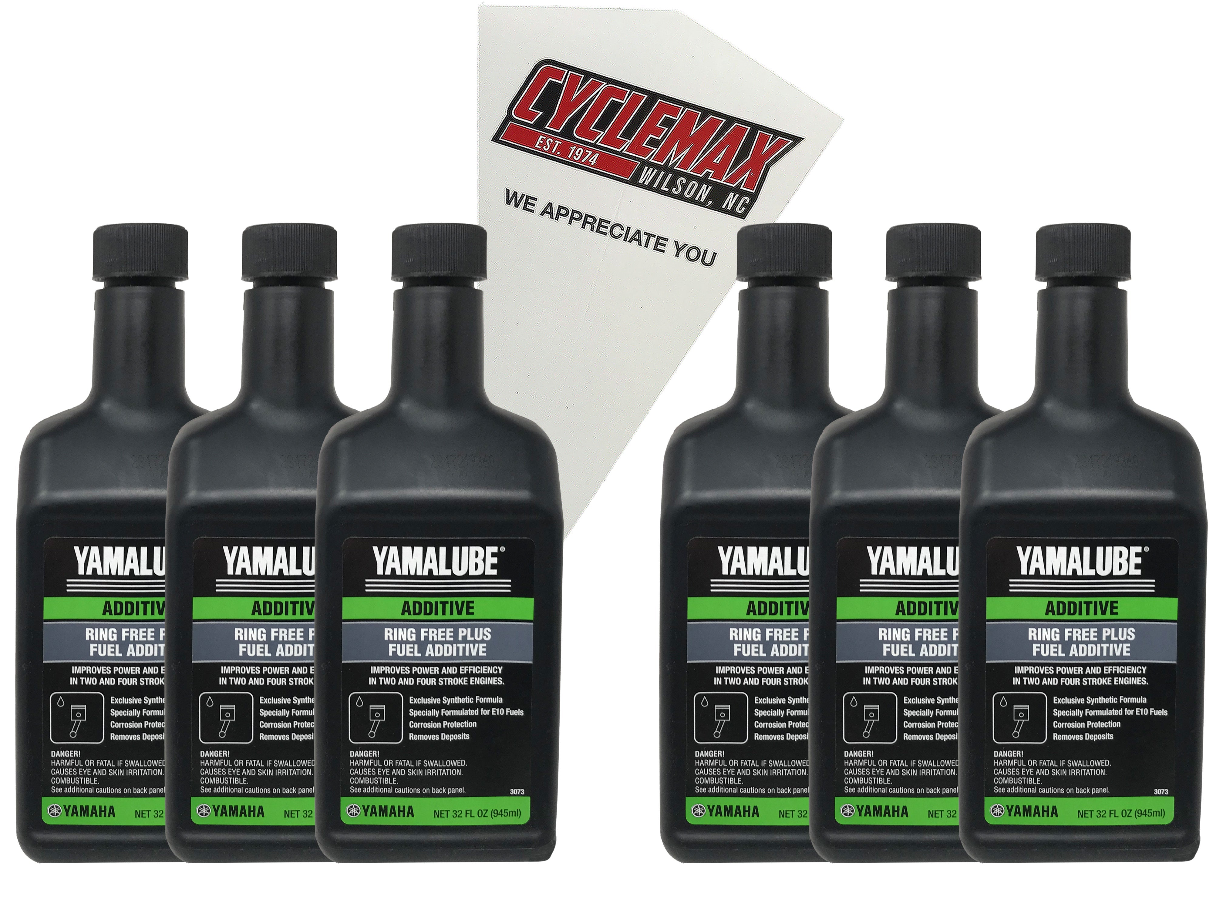 Cyclemax Six Pack for Yamaha Ring Free Plus Fuel Additive ACC-RNGFR-PL-32 Contains Six Quarts and a Funnel