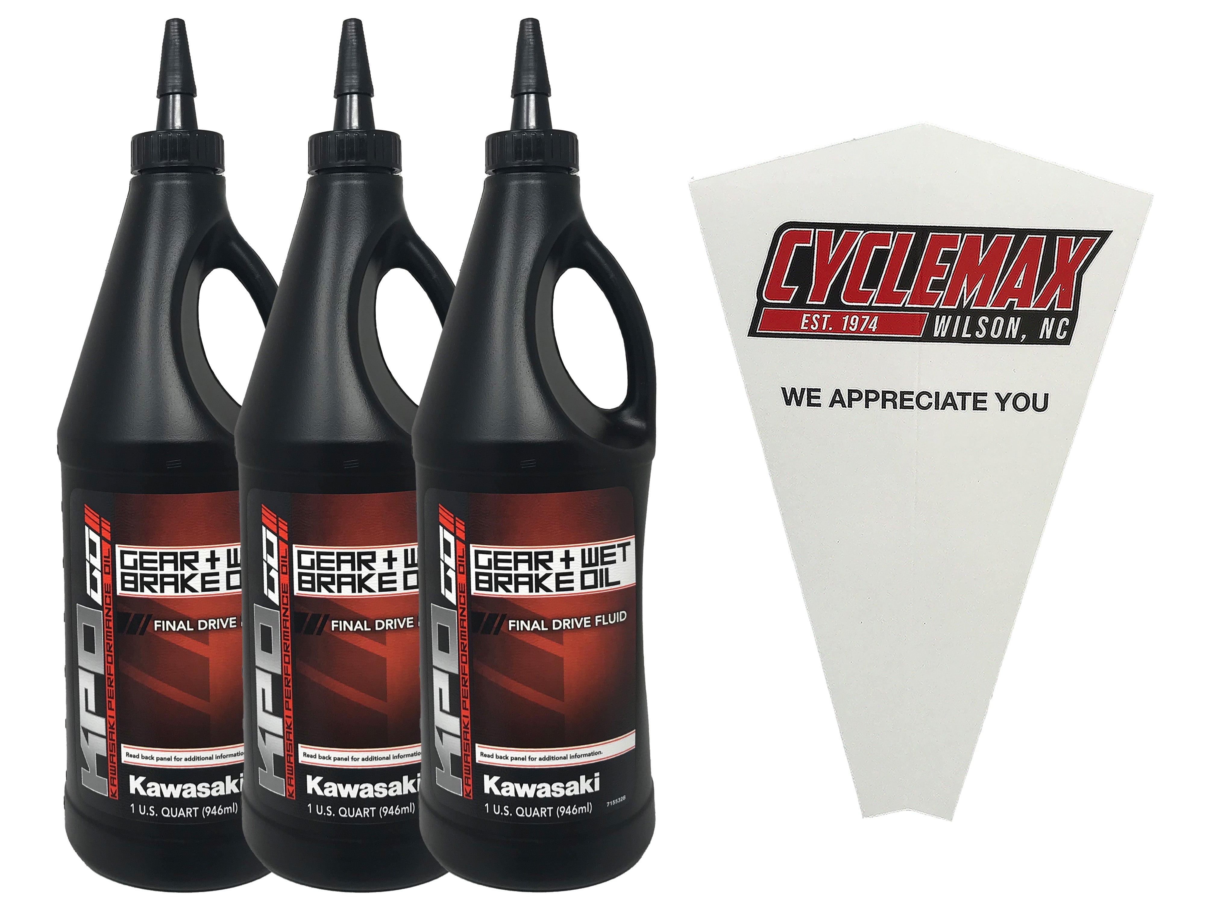 Kawasaki Genuine KPO Gear + Wet Brake Oil – Quart (K6103G-101-01Q) – 3 Pack