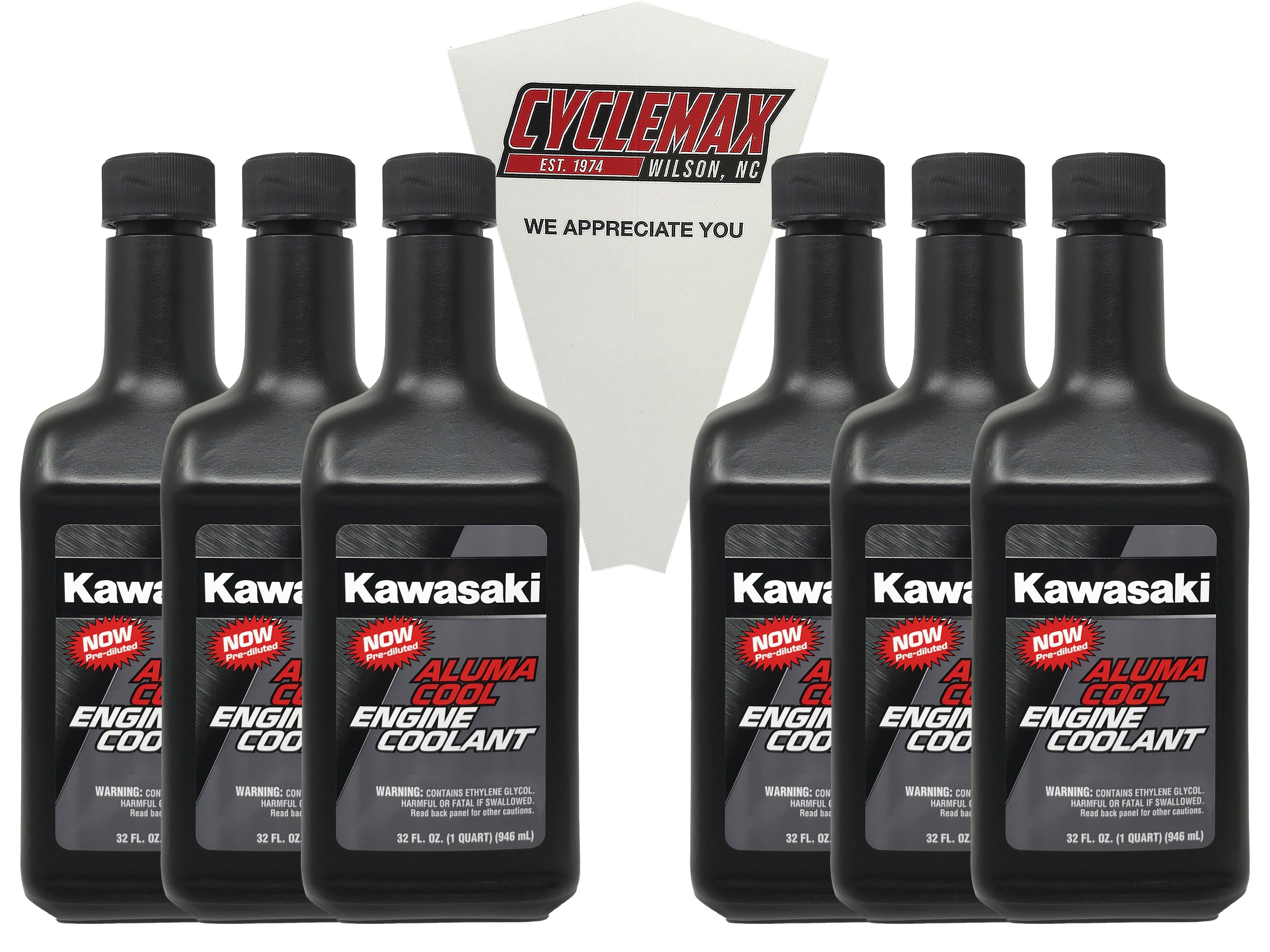 CYCLEMAX Six Pack for Kawasaki Aluma Cool Engine Coolant K61081-004B Contains Six Quarts and a Funnel