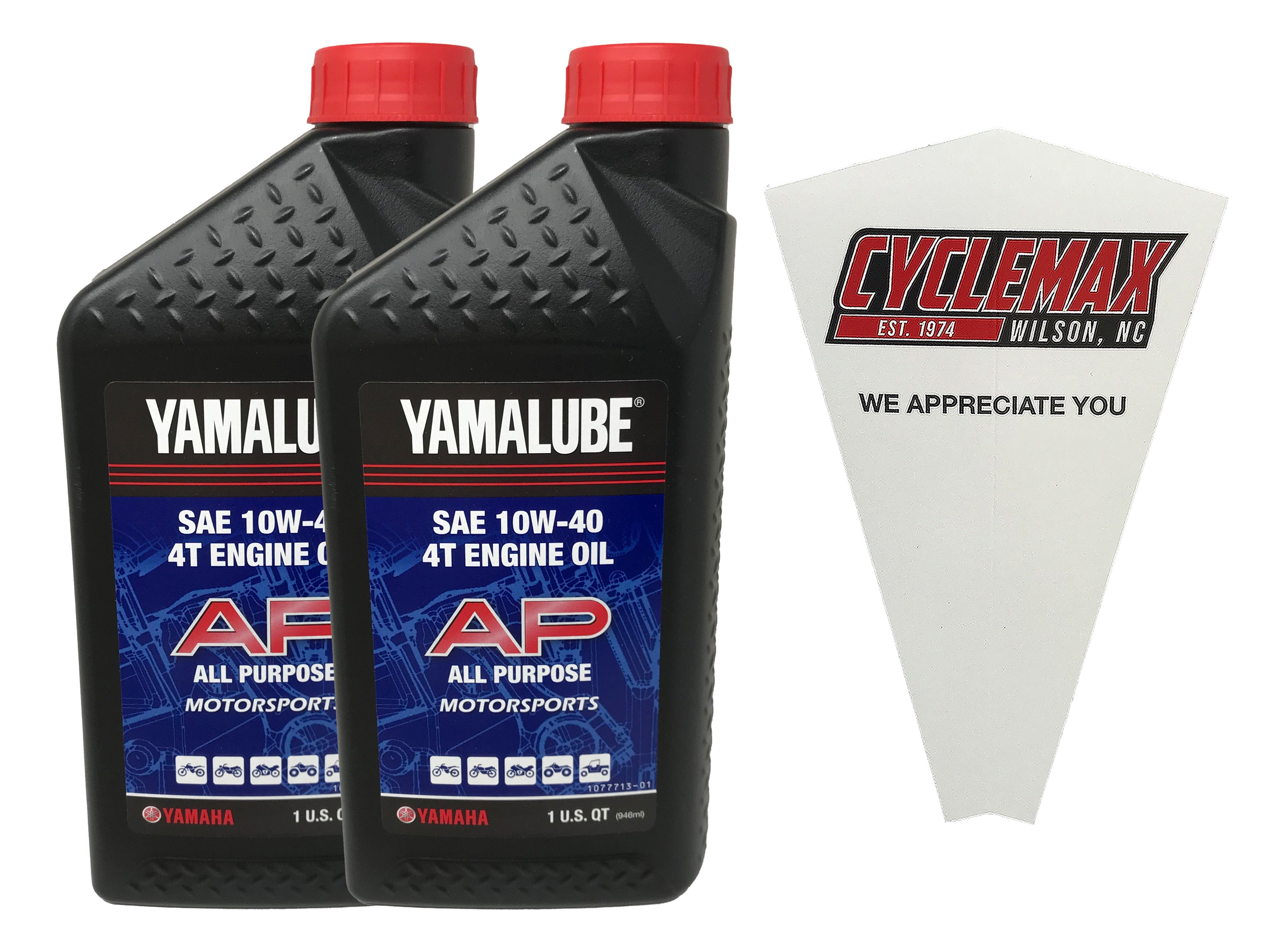 Cyclemax Two Pack of Yamaha Yamalube SAE 10W-40 4-Stroke Engine Oil LUB-10W-40-AP-12 Contains Two Quarts and a Funnel