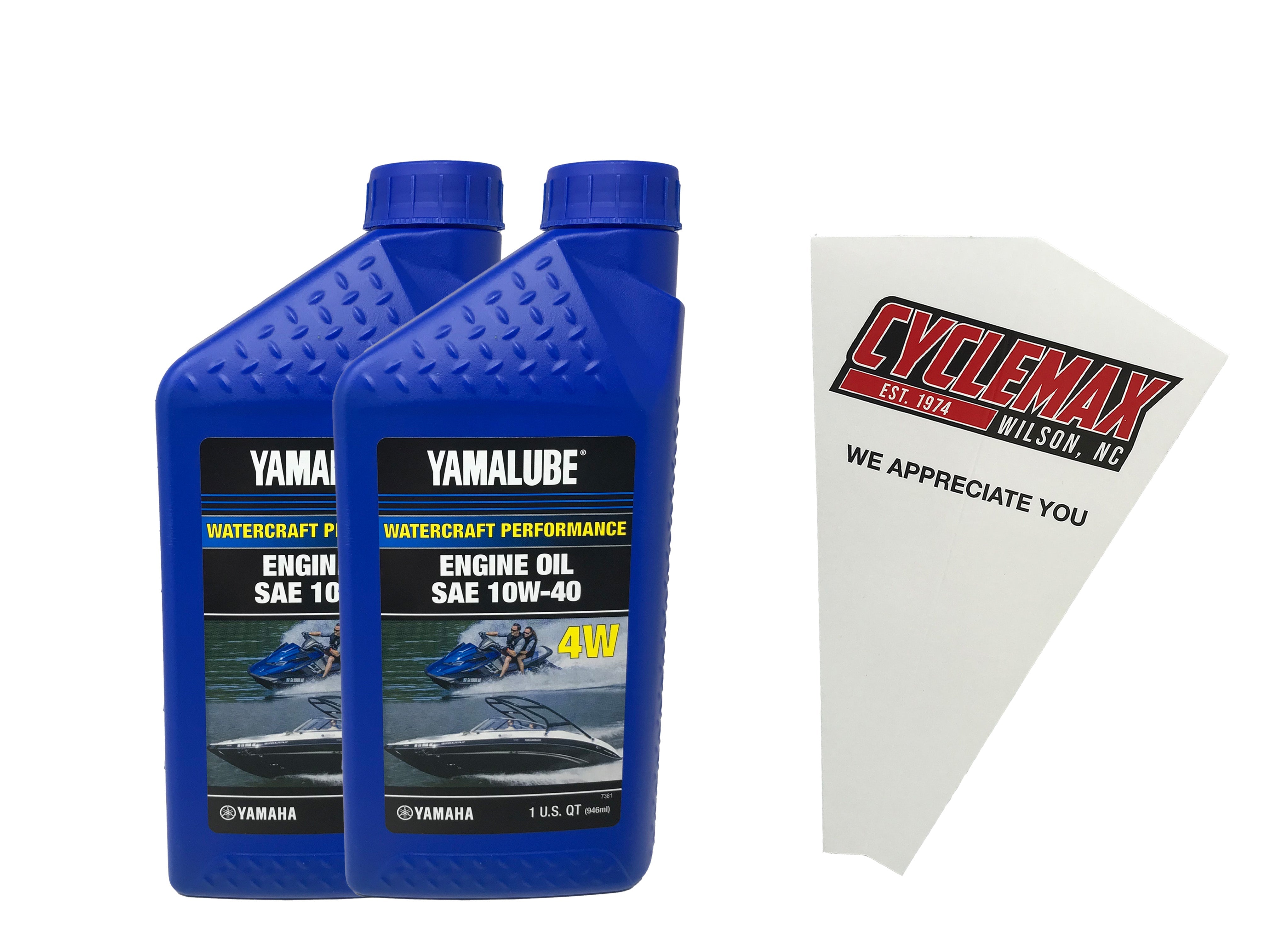 Cyclemax Two Pack for Yamaha Yamalube Marine 20W-40 4-Stroke Engine Oil LUB-10W40-WV-12 Contains Two Quarts and a Funnel